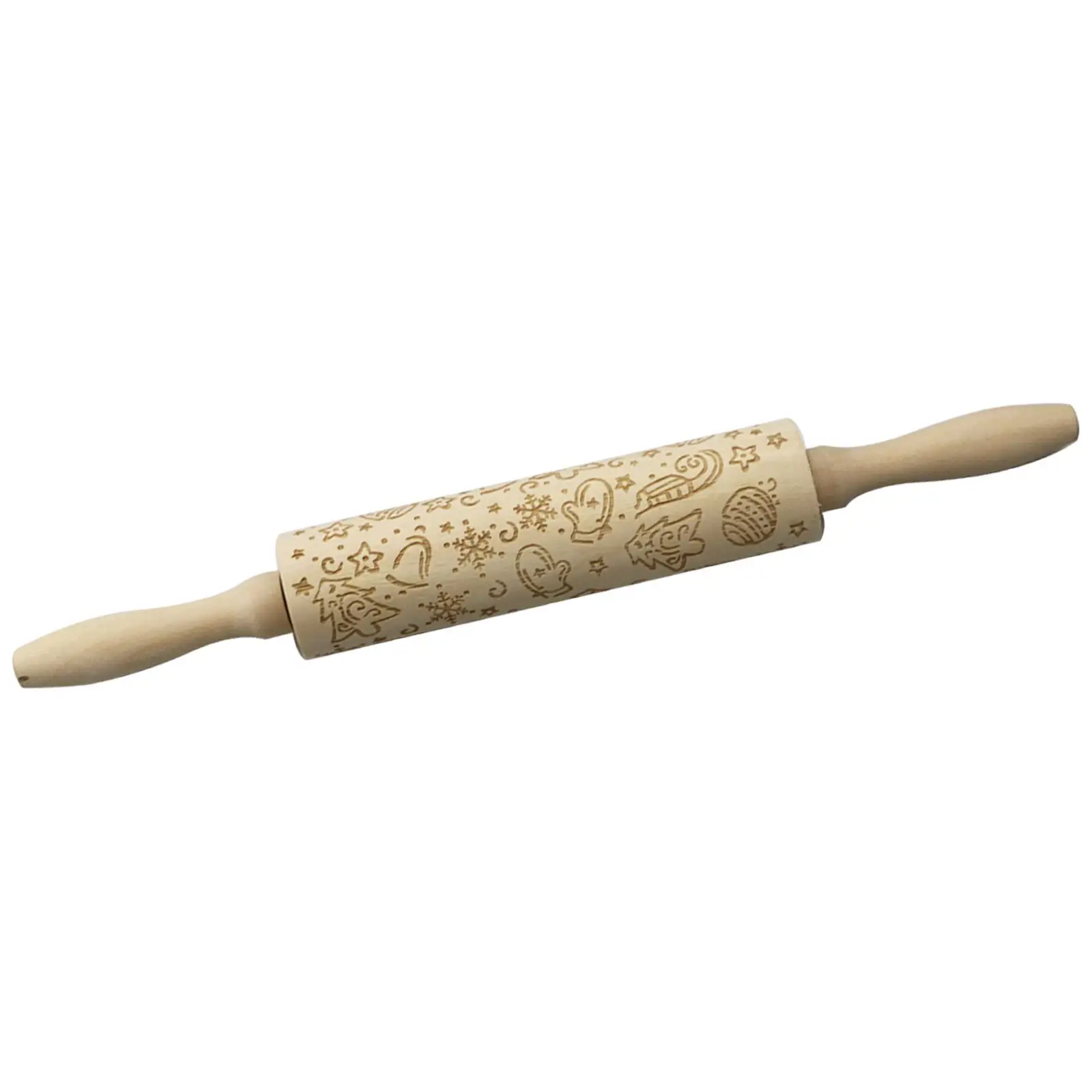 Embossing Rolling Pin Holiday Christmas Themed Pattern 3D Wooden Rolling Pin with Patterns for Baking Waffles Dough Pies Pastry
