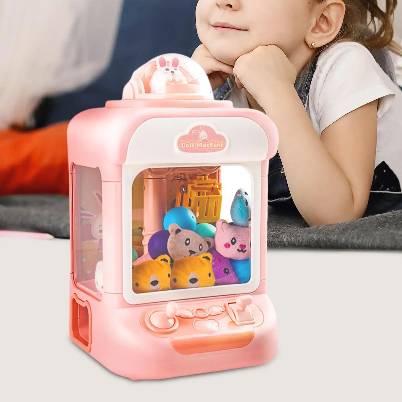 Manual Claw Machine Toy with Sounds Dolls Mini Arcade Machine for Children
