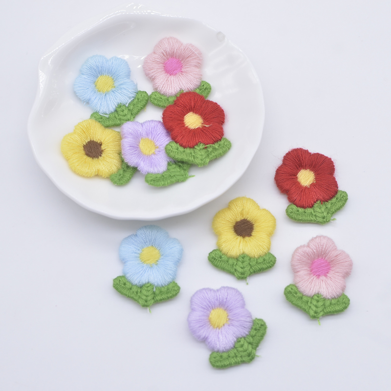 20pcs 20*28mm bestickte Strick-Sonnenblume für DIY Baby Kopf bedeckung Clips Dekor Zubehör Hut Kleidung Nähen Patches – Detail 1