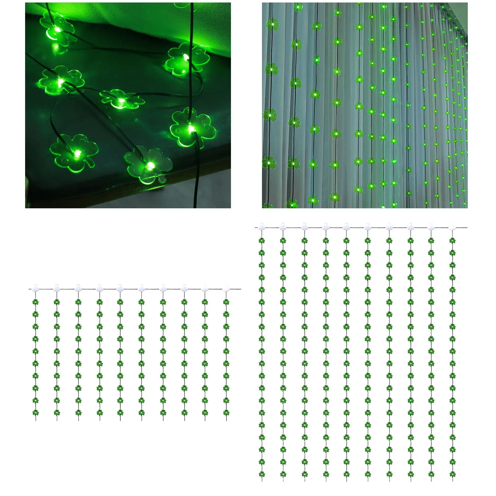 Shamrock String Lights Backdrop Twinkle Lights Hanging Lights with Remote Control Fairy Lights for Bedroom Holiday Patio Decor