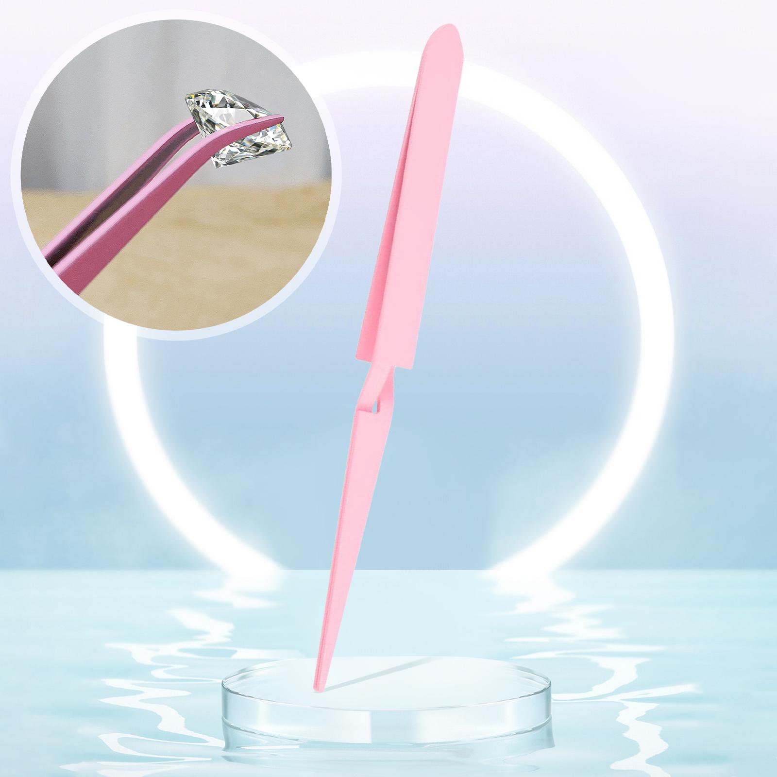 Nail Art Tweezers Manicure Rhinestones Picking Tools Nail Pincher Tweezers Tool Pink Multifunction Shaping Clip for Salon