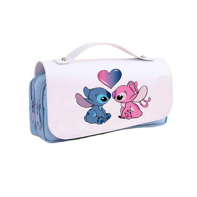 Bambini Cartoon Lilo & Stitch Grande capacità Pencil Case Double Layer  Pencil Pouch Pen Organizer Stationery Bag Regali