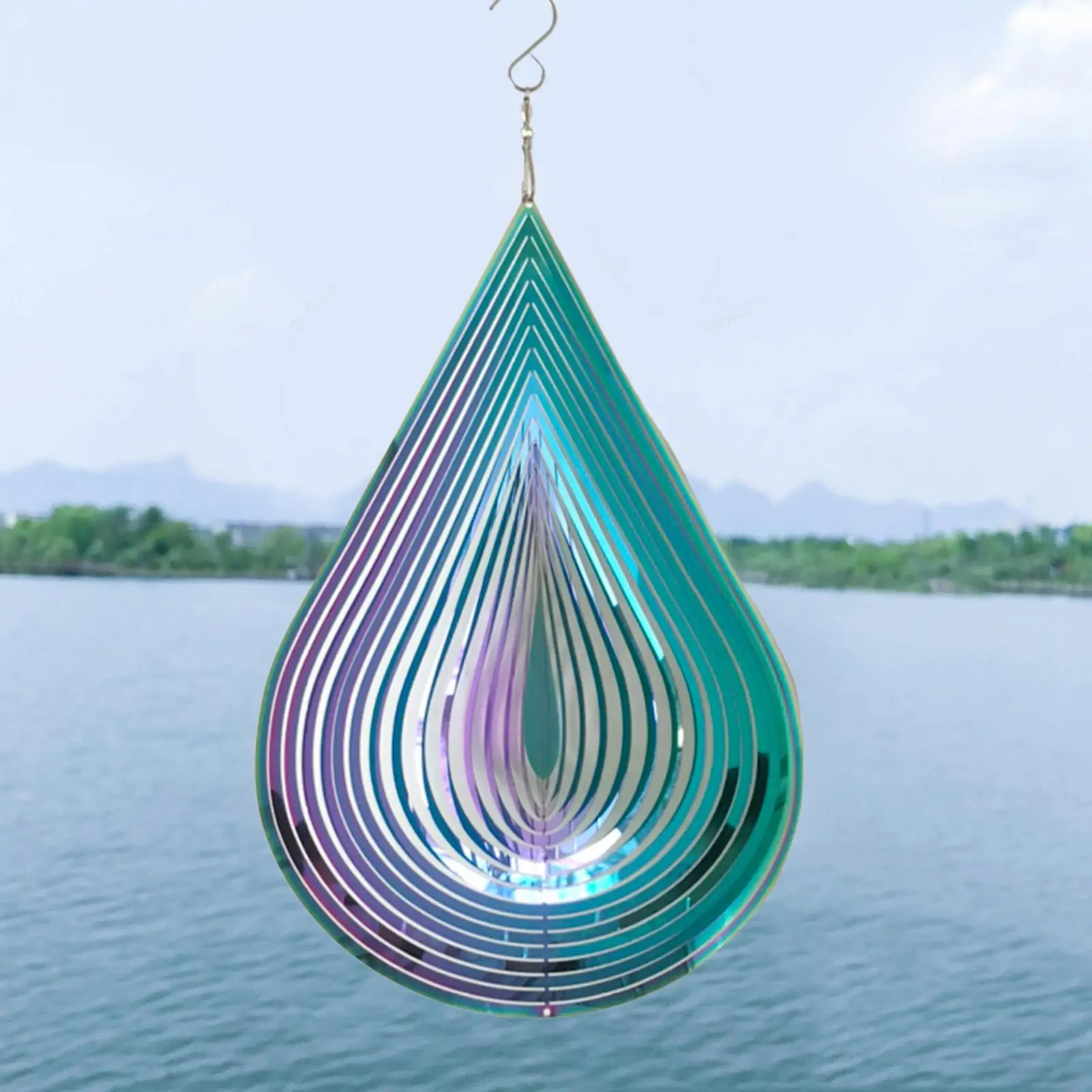 Wind Chimes Commemorate Stainless Steel Unique Ornament Water Drop Shape Wind Bell for Car garden Bedroom Balcony