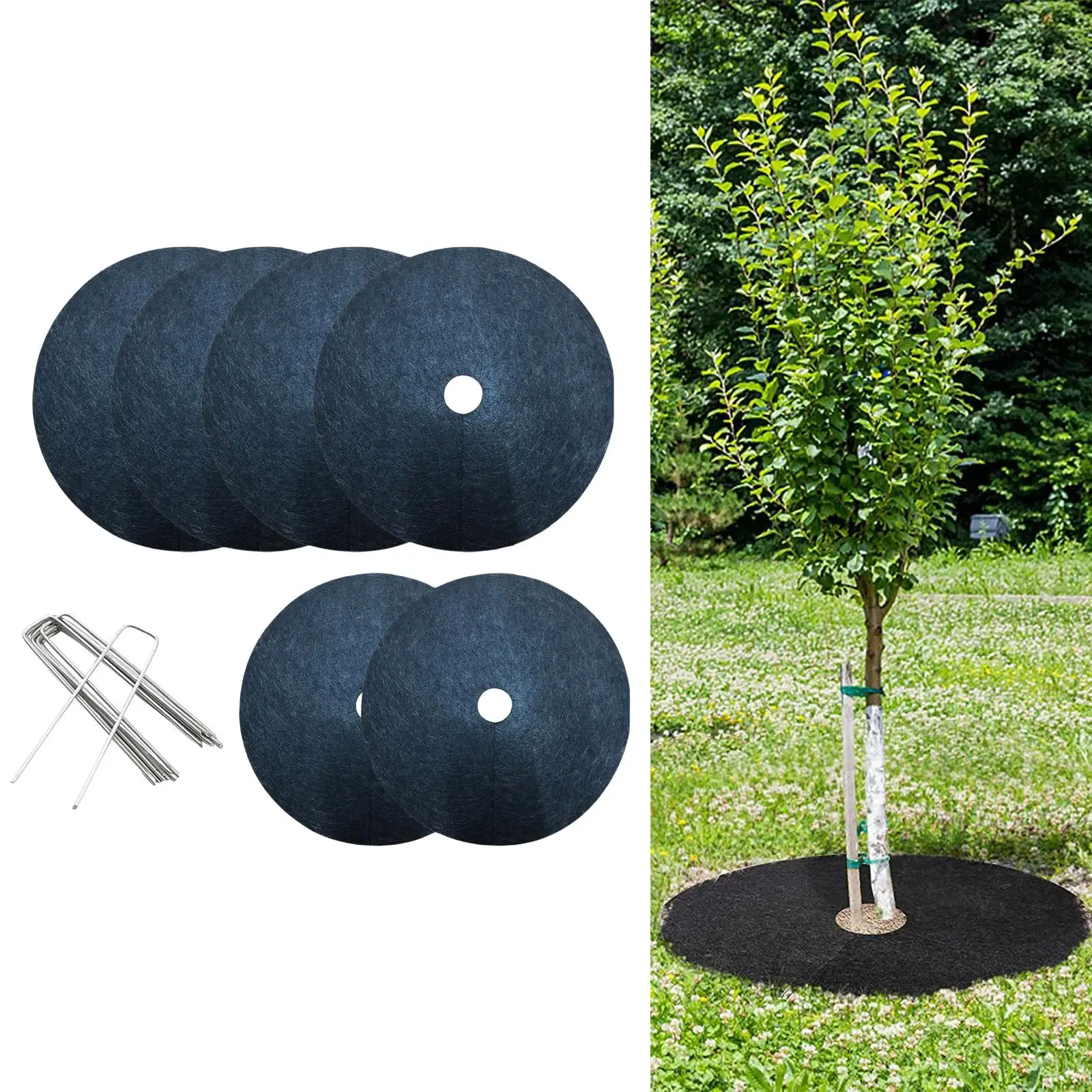 6 Pieces Non Woven Cloth Tree Protection Weed Mats, Weed Barrier Plant Cover Gardening Fabric Cover for Gardens Outdoor Orchard