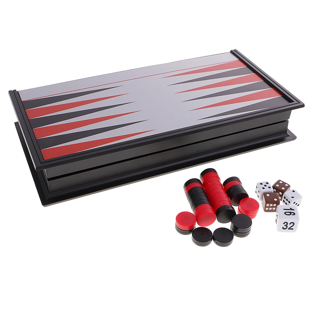 MagiDeal International 1Pc Folding Backgammon Chess Board Game Kids Puzzle Game Toy Portable Funny Recreation Tool Red