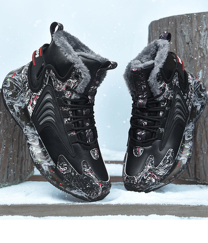 Winter Men Shoes with Plush Thick Insulation Outdoor Snow Boots Fashion Trend Soft Soles Sports Leisure Shoes Durable 2024