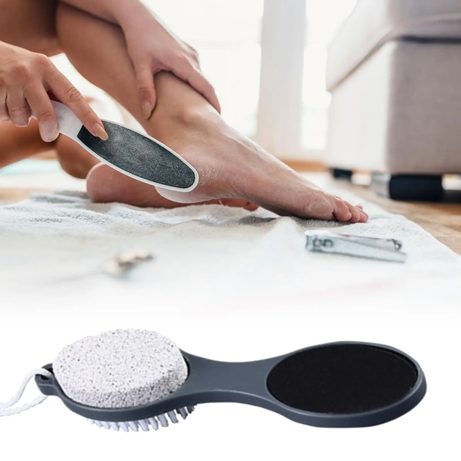 Pedicure Paddle Kit Tool Toe Nail Cleaning Brush Pumice Stone Sand Paper Pedicure Kit for Feet Hand Foot Care Home Women