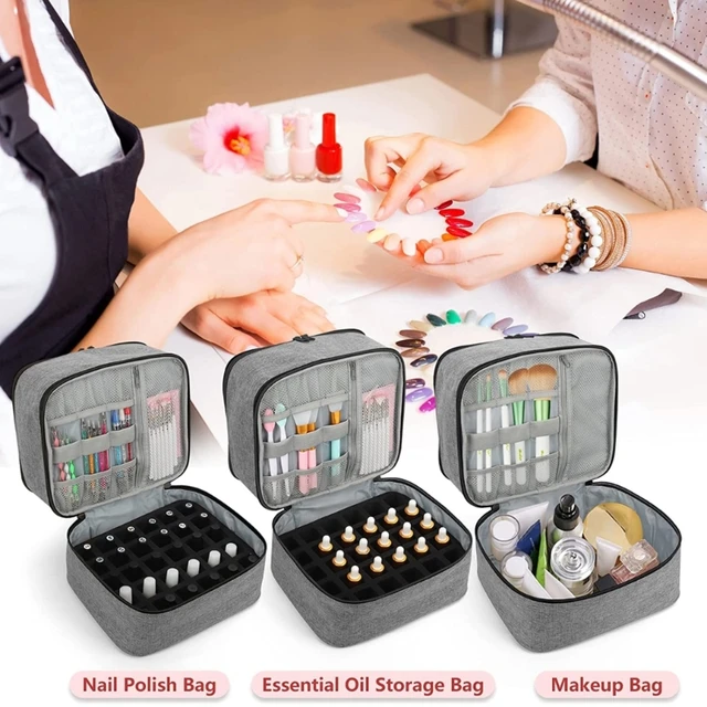 Nail Polish Storage Bag Double-Layered Large Capacity Cosmetic Bag For 30  Bottles Of Nail Polish For Fingernail Dryer Suitcase - AliExpress