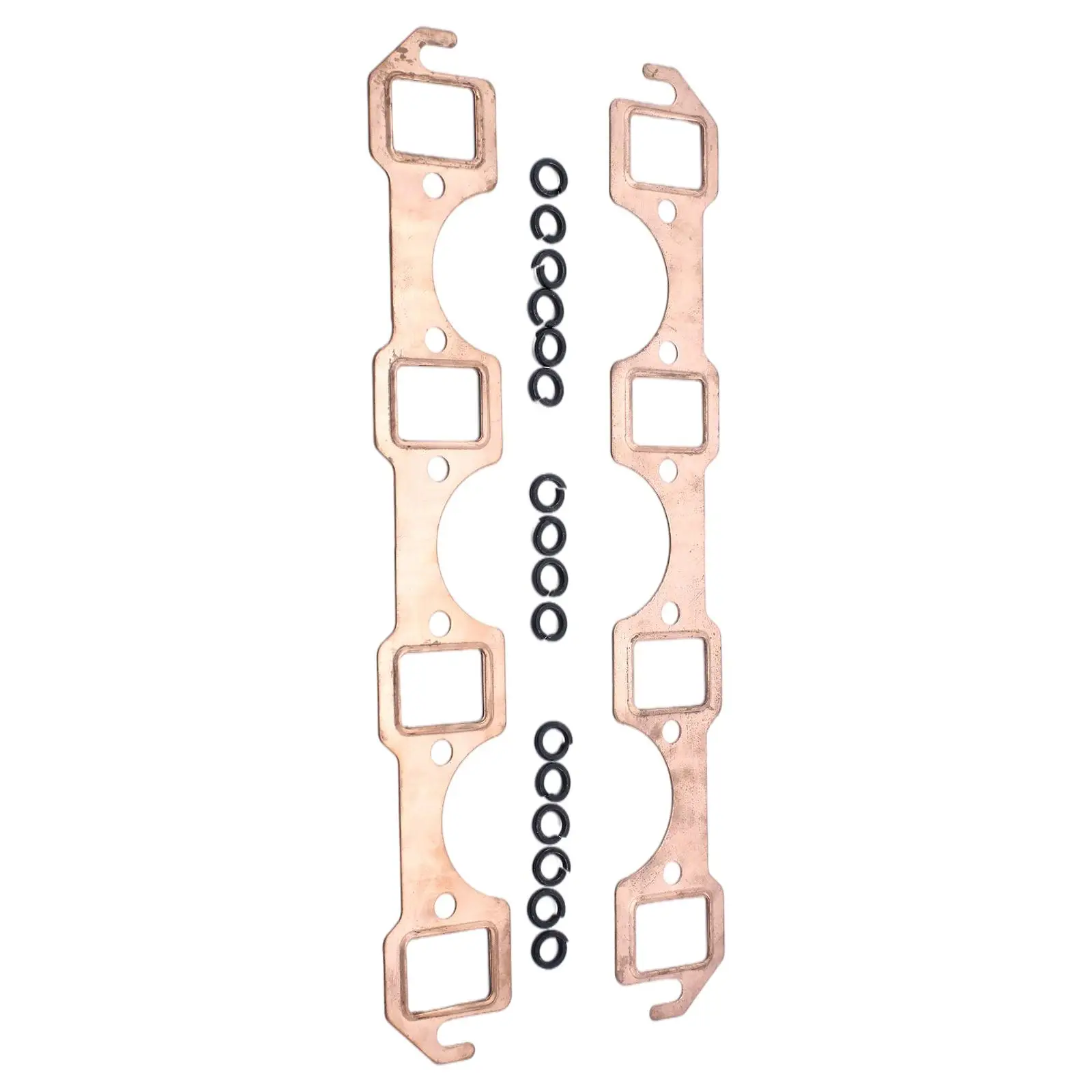 2Pcs Exhaust Header Gaskets Square Small Block Port Gasket Copper Reusable Fit for Ford 302 5.0L 351W 5.8L 260 4.3L 289 4.8L