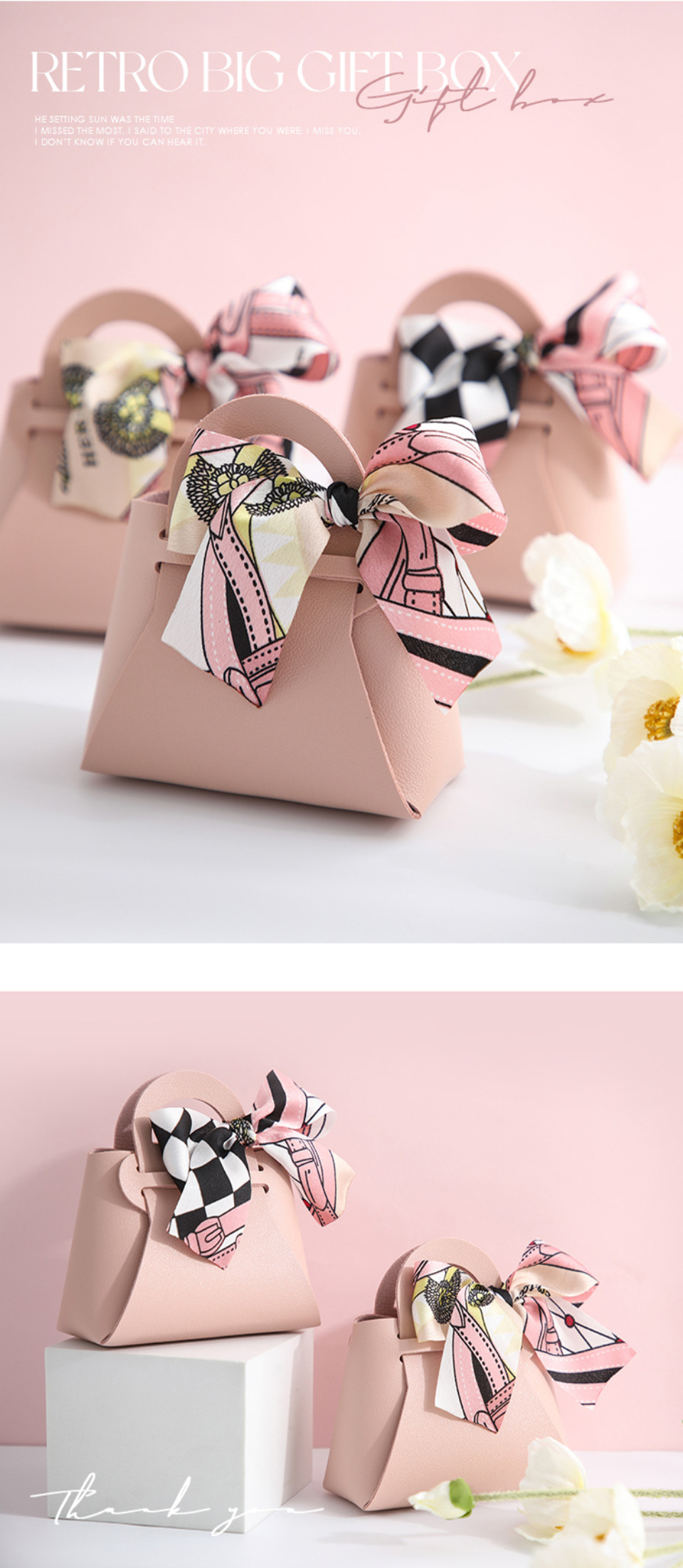 3PCS Leather Favour Bags with Scarf – Wedding Party Decoration, Baby Shower, Ramadan, E... - SKU LFB02117 - UGI Packaging