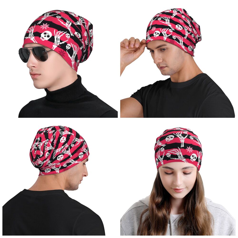 Benutzerdefinierte Schädel Druck Motorhaube Hüte Straße Stricken Hut Für Frauen Männer Winter Warme Horror Skeleton Tod Skullies Beanies Caps – Detail 12