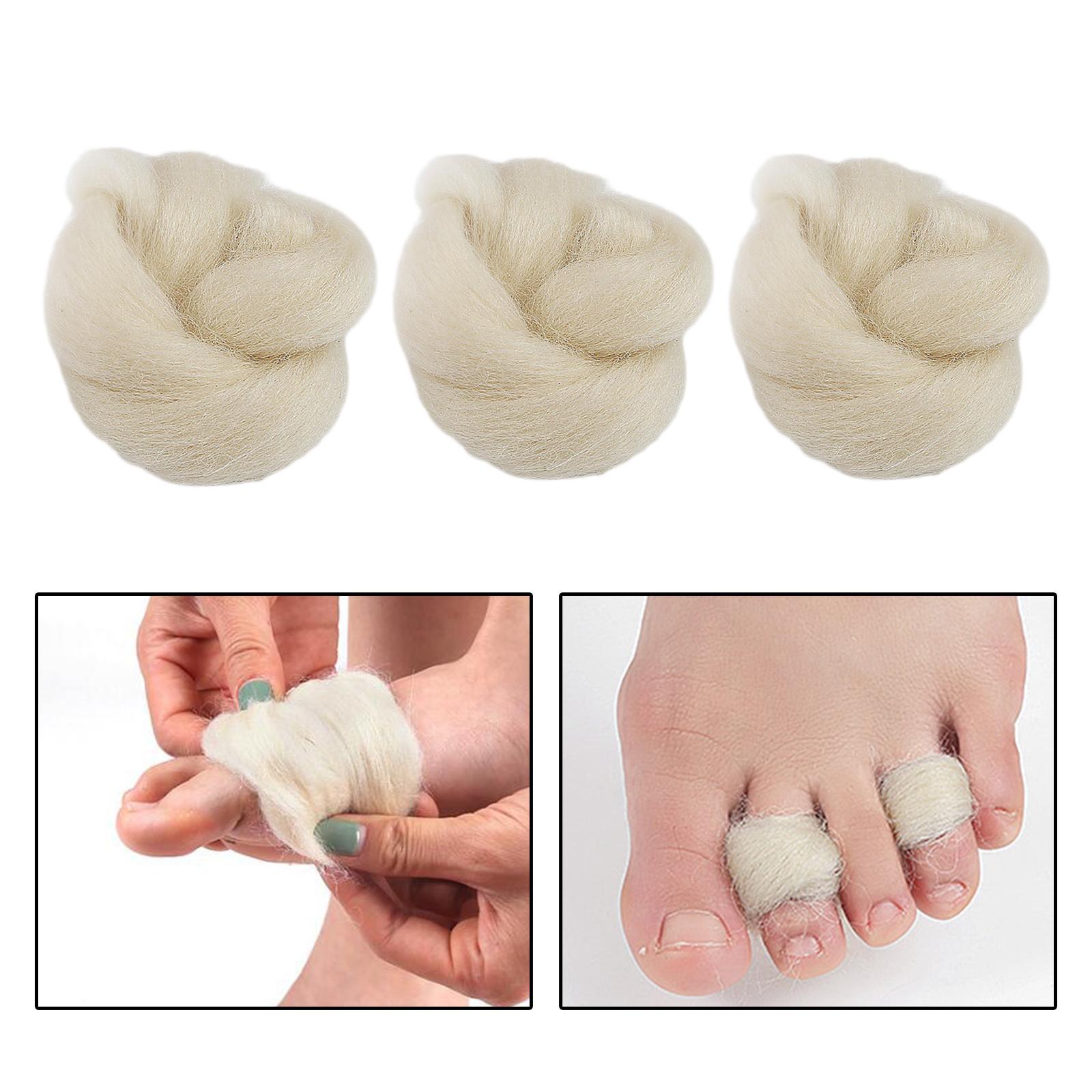 Soft 3 Count Wool Feet Cushioning Toe Separator Absorb Water from Your Skin Reduce Soreness and Fatigue Versatile Washable