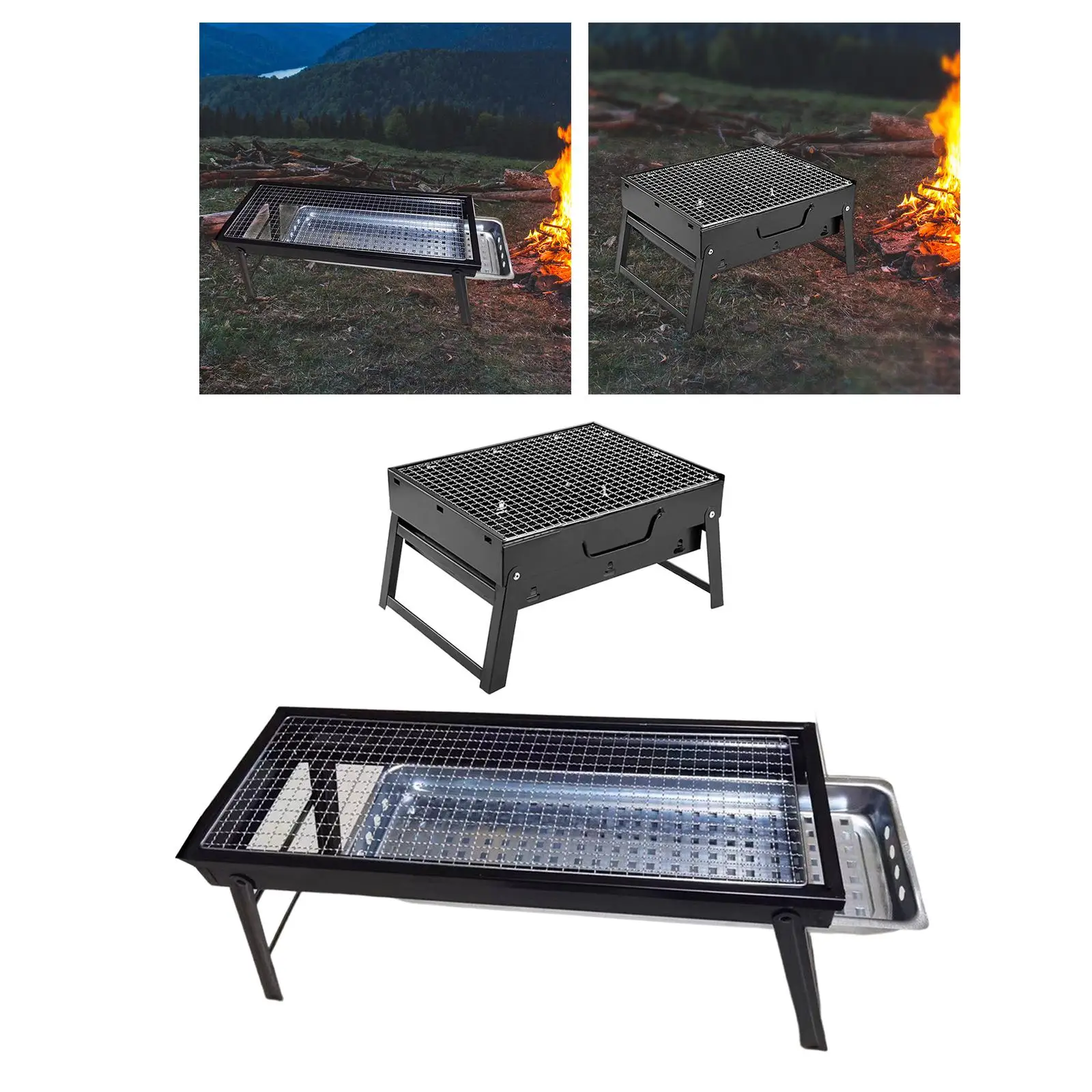 Portable BBQ Grill Stove Foldable Tabletop Barbecue Charcoal Grill for Outdoor Hiking BBQ Equipment Picnic