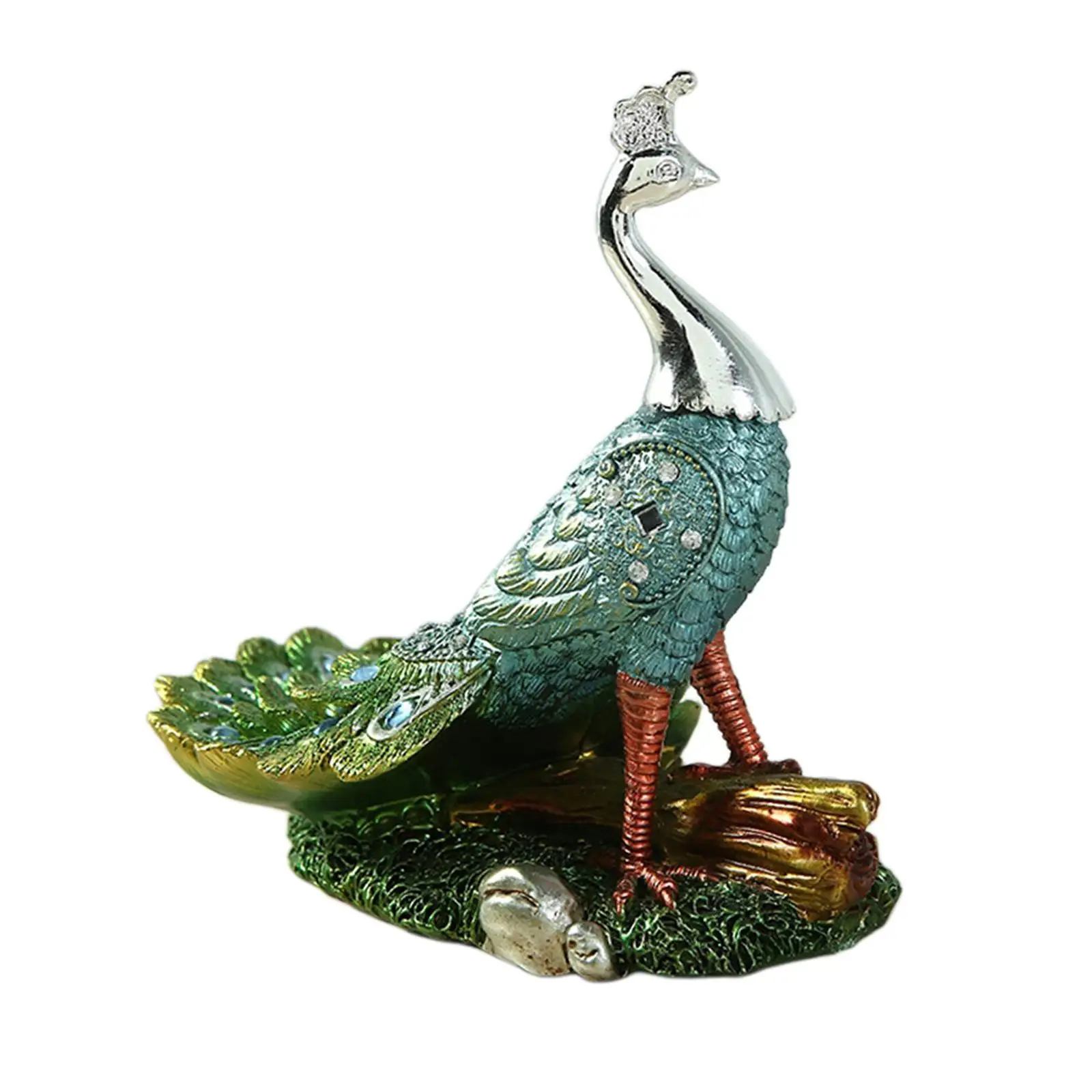 Peacock Ornament Resin Gift Statuette Crafts Sculpture Animal Model for Tabletop Home Decoration Bedside Table Bedroom Christmas