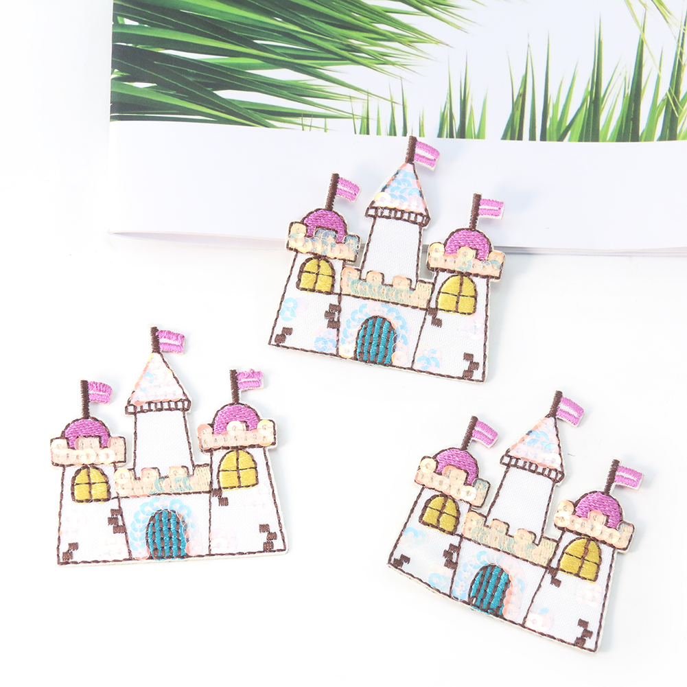 2PCS Cartoon Märchen Schloss Nagel Pailletten Patch Kleidung Tasche Stickerei Nähen Handwerk DIY Ornament Zubehör – Detail 4