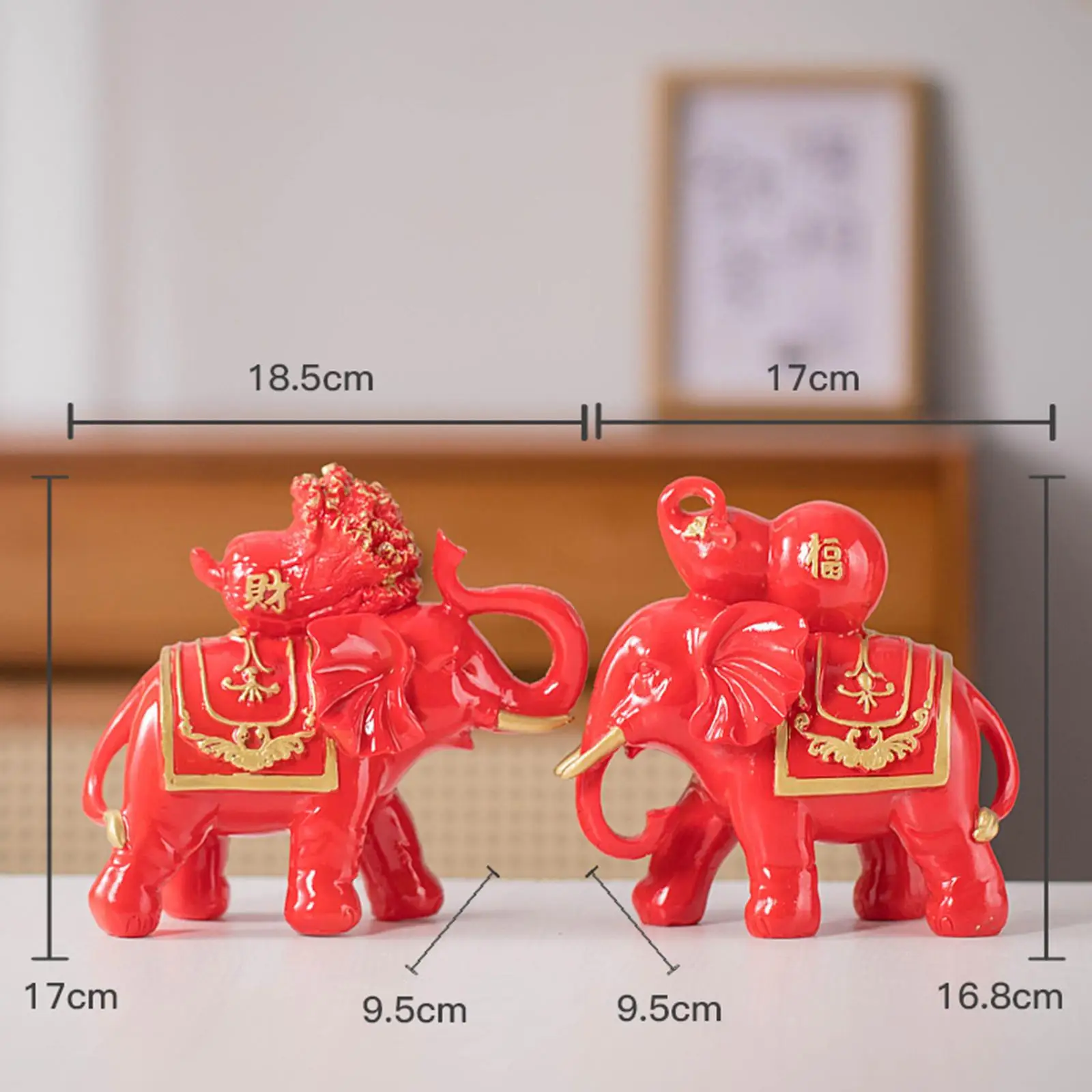 2 Pieces Elephant Statue Craft Standing Resin Home Decoration Figurine Animals Sculpture for Desktop Office Living Room Bedroom