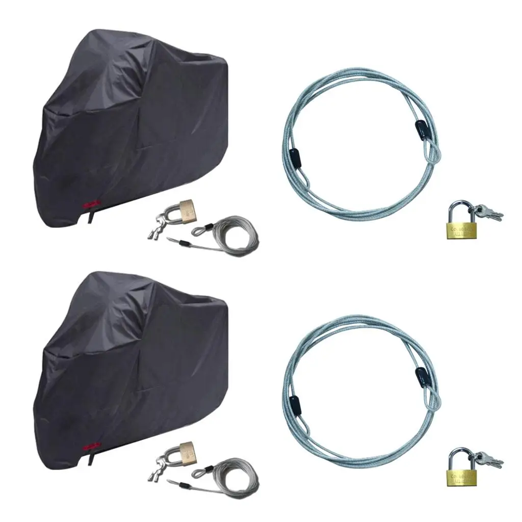 2x Premium Motocycle Cover Lock and Cable - Heavy Duty Cabling and Padlock 70cm