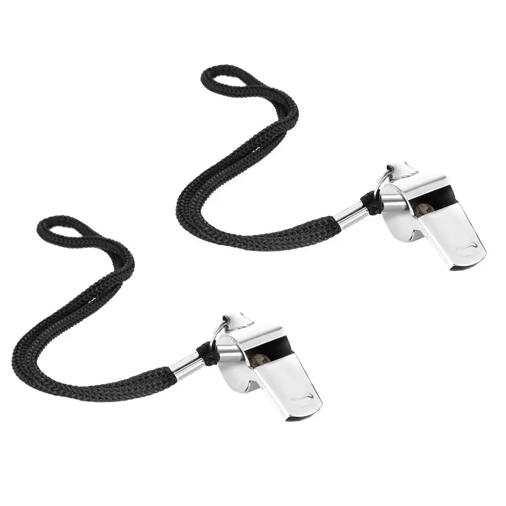 2x new metal referee whistle and lanyard football referee whistle