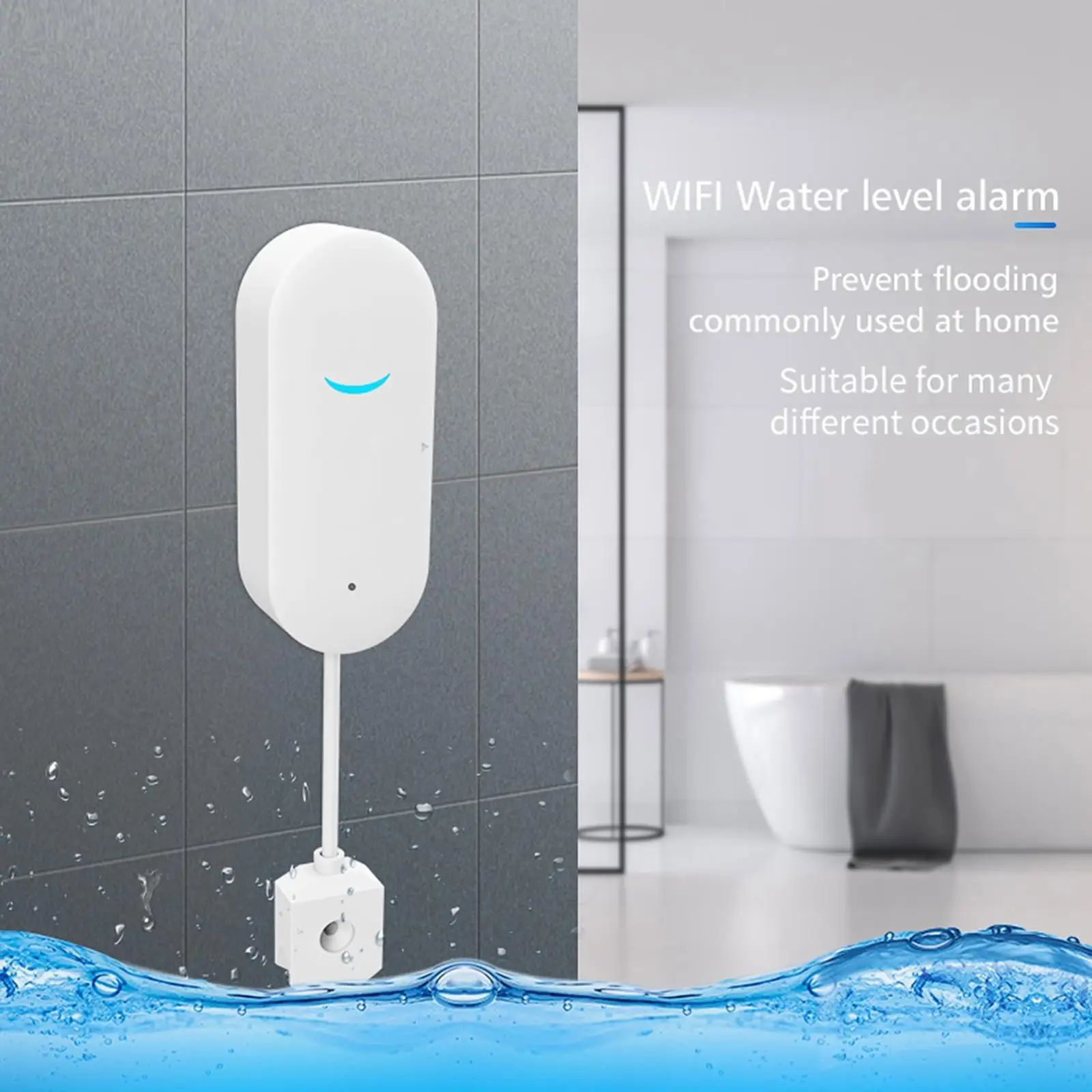  Water Leak Sensor Alarm Overflow Flood Leakage Detector APP Alerts,100dB Alarm