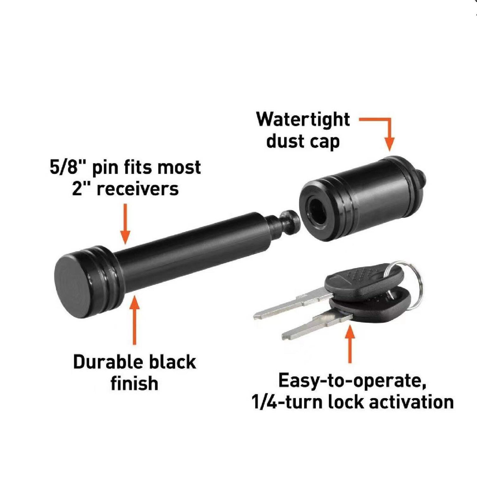 Trailer Hitch Lock 5/8-Inch Pin Diameter W/Keys Accessories Fit for 2-Inch Receiver