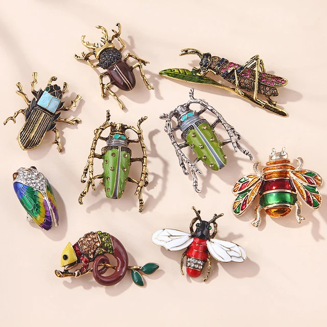 SKEDS Luxury Vintage Women Crystal Cute Enamel Bee Brooches Pins Baroque  Pearl Insect Jewelry Brooch For Lady Badges Lapel Pins