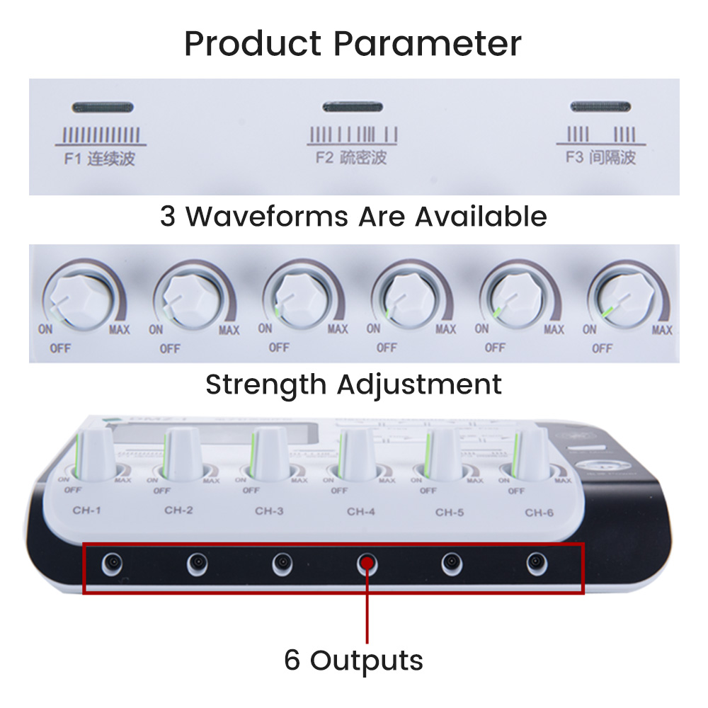 6 Output Electroacupuncture Massager Professional Acupuncture Needle Body Muscle Stimulator Tens Unit Machine Mussle Relax Tool