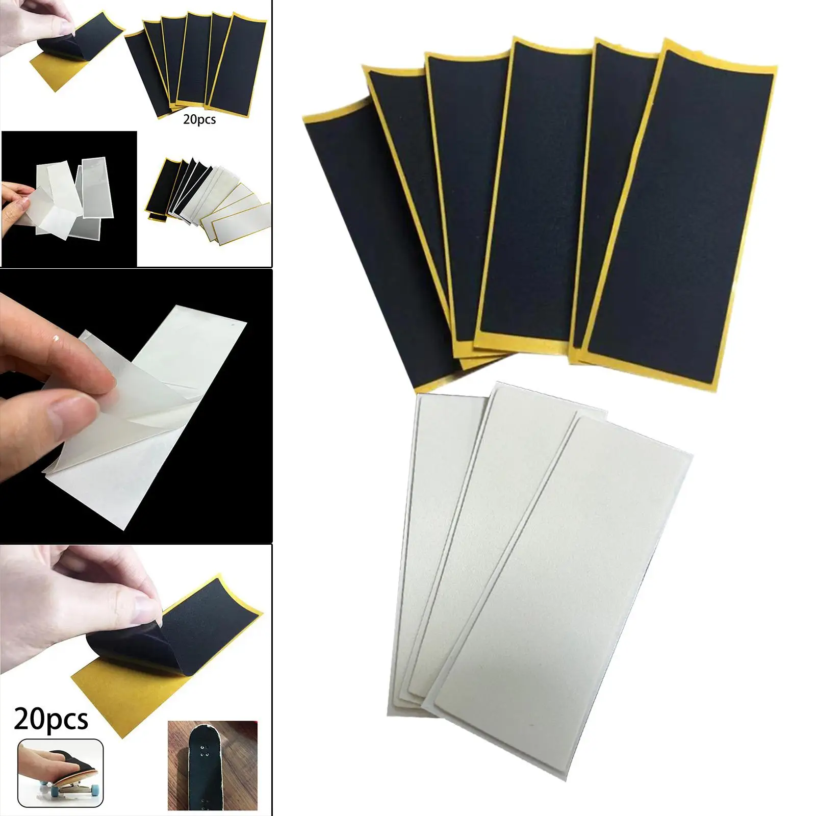 20 Pieces Fingerboard Deck Tape Adhesive Non Slip 11x3.8cm Skateboard Foam Tape Stickers for Fingerboards Accessories