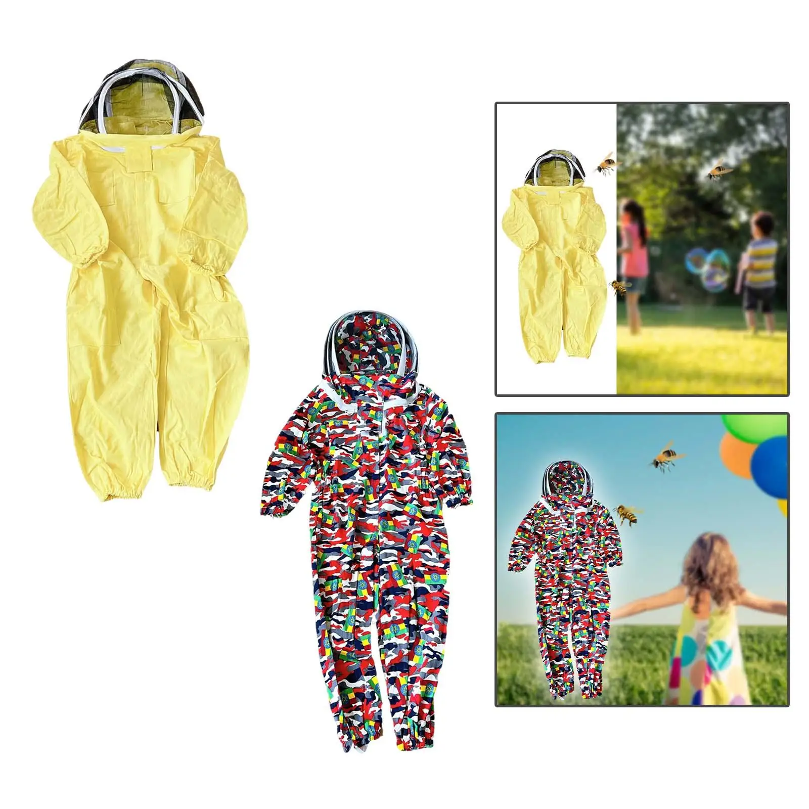 Kids Beekeeper Suit Beekeeping Protective Suit Anti Bee Comfortable with Ventilated Fencing Veil Hood Cotton for Children Girls