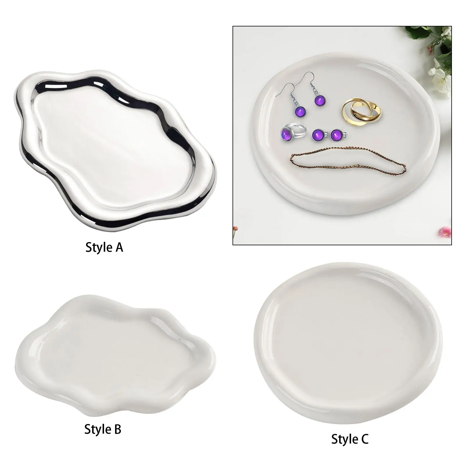 Ceramic Jewelry Dish Irregular Shape Keys Tray Ceramic Plate for Daughter Girlfriend Wife Women Girls Birthday Gift