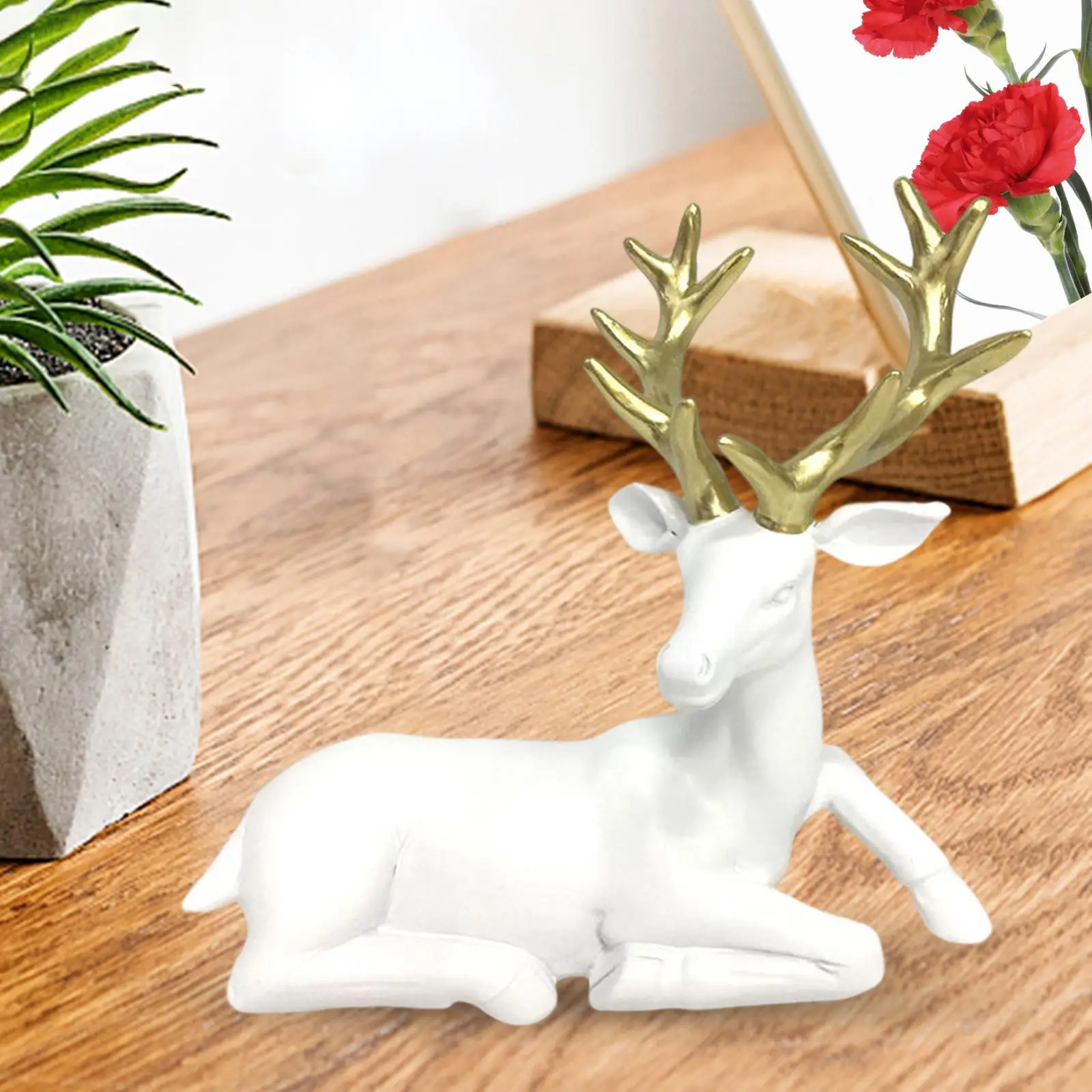 Modern Deer Statue, Animal Elk Sculpture, Resin Reindeer Figurine, Artwork