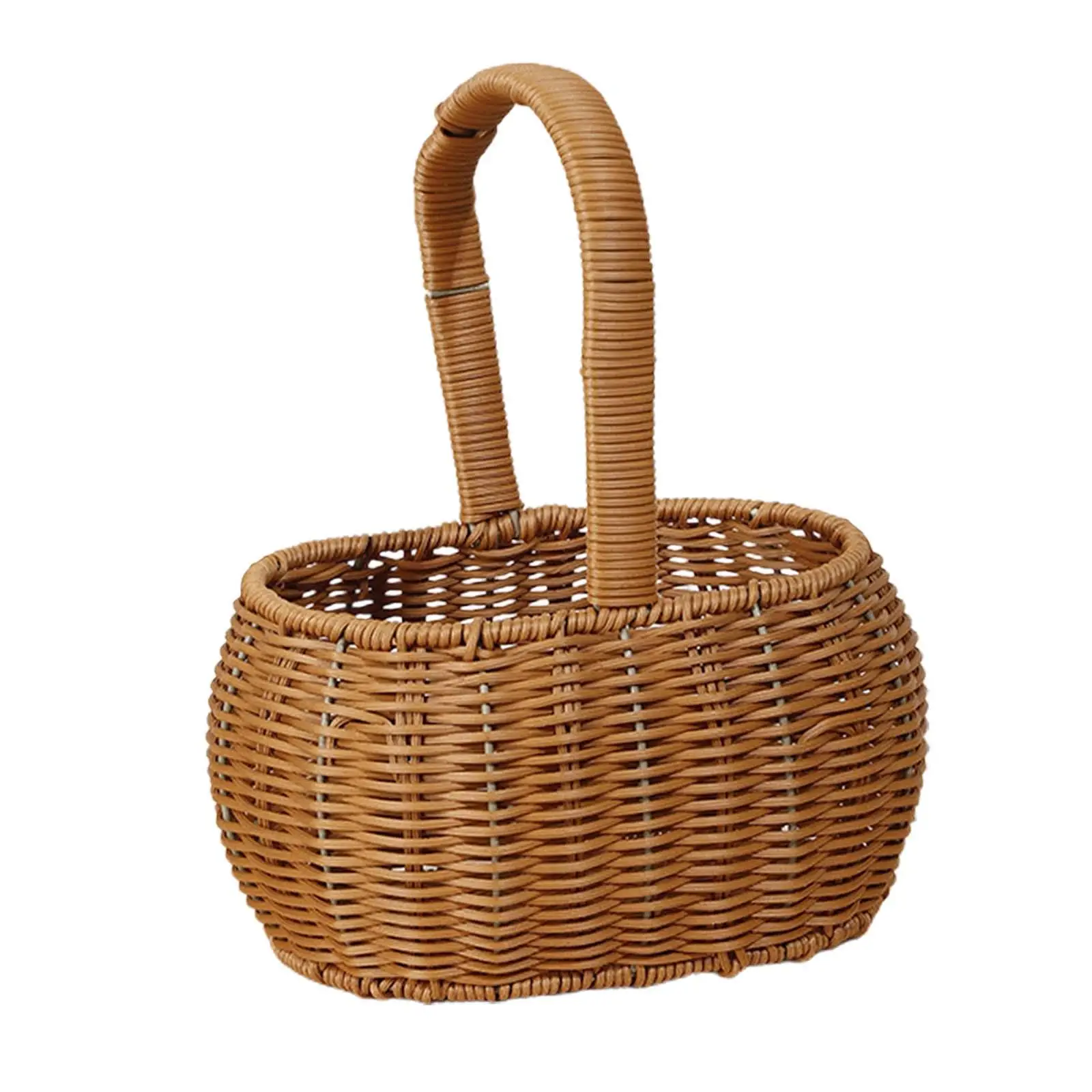 Storage Basket with Handles Fruits Holder Decor Handwoven Basket Flower Basket for Wedding Picnic Basket for Gardening Farmhouse