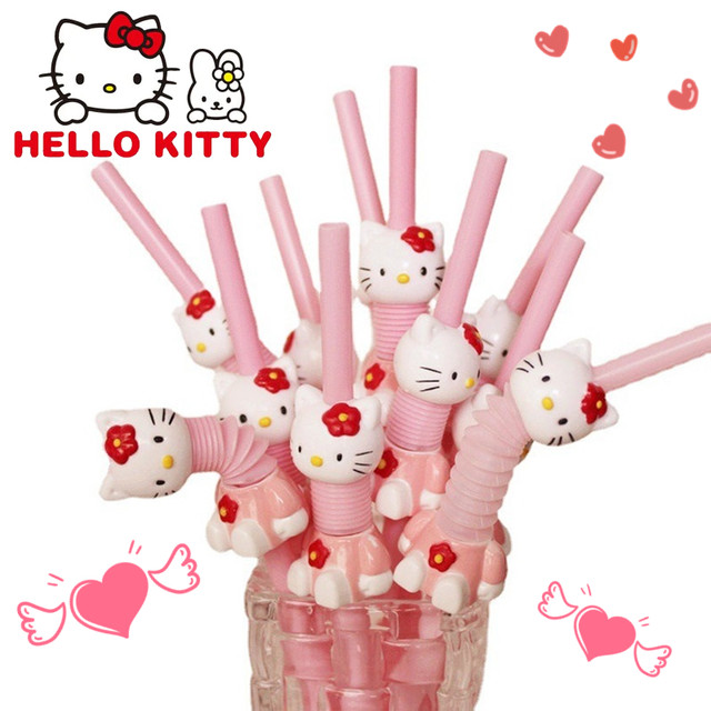 Hello Kitty White Straws