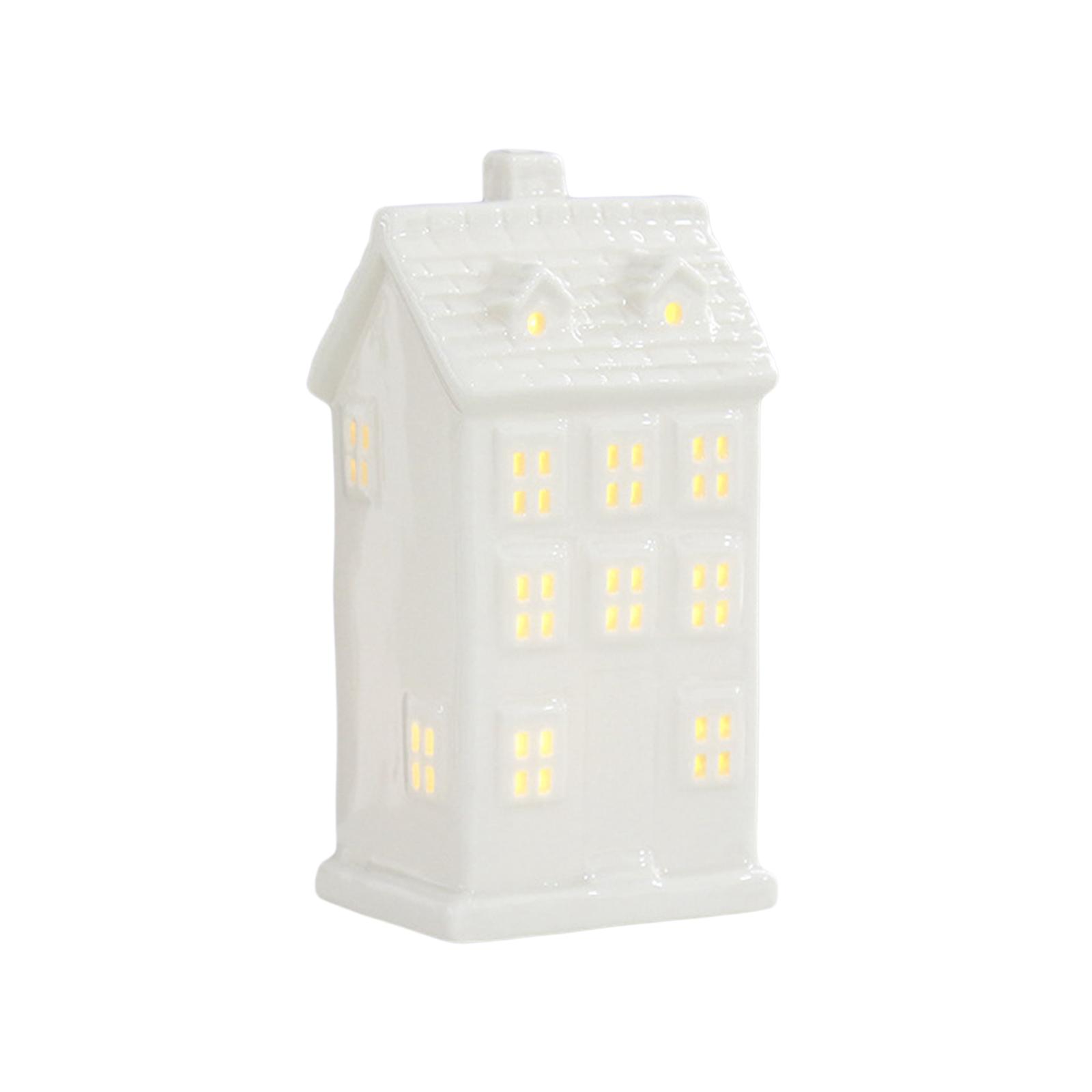 Description Picture 3 of itemLighted LED Christmas Village House Decoration Ceramic Building Figurine Statue for Shelf Table Centerpiece Desk Bedroom Party