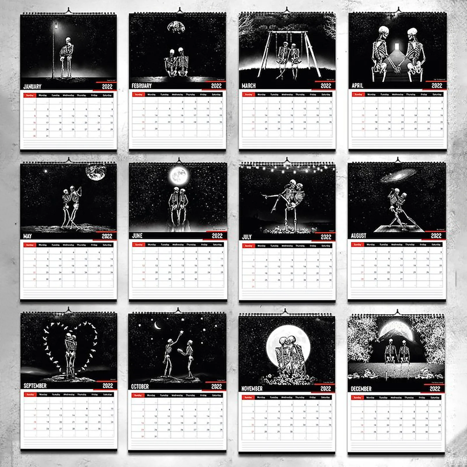 2022 Gothic Kunst Neujahr Wandkalender 12 Monate Kalender Home Wandschmuck 