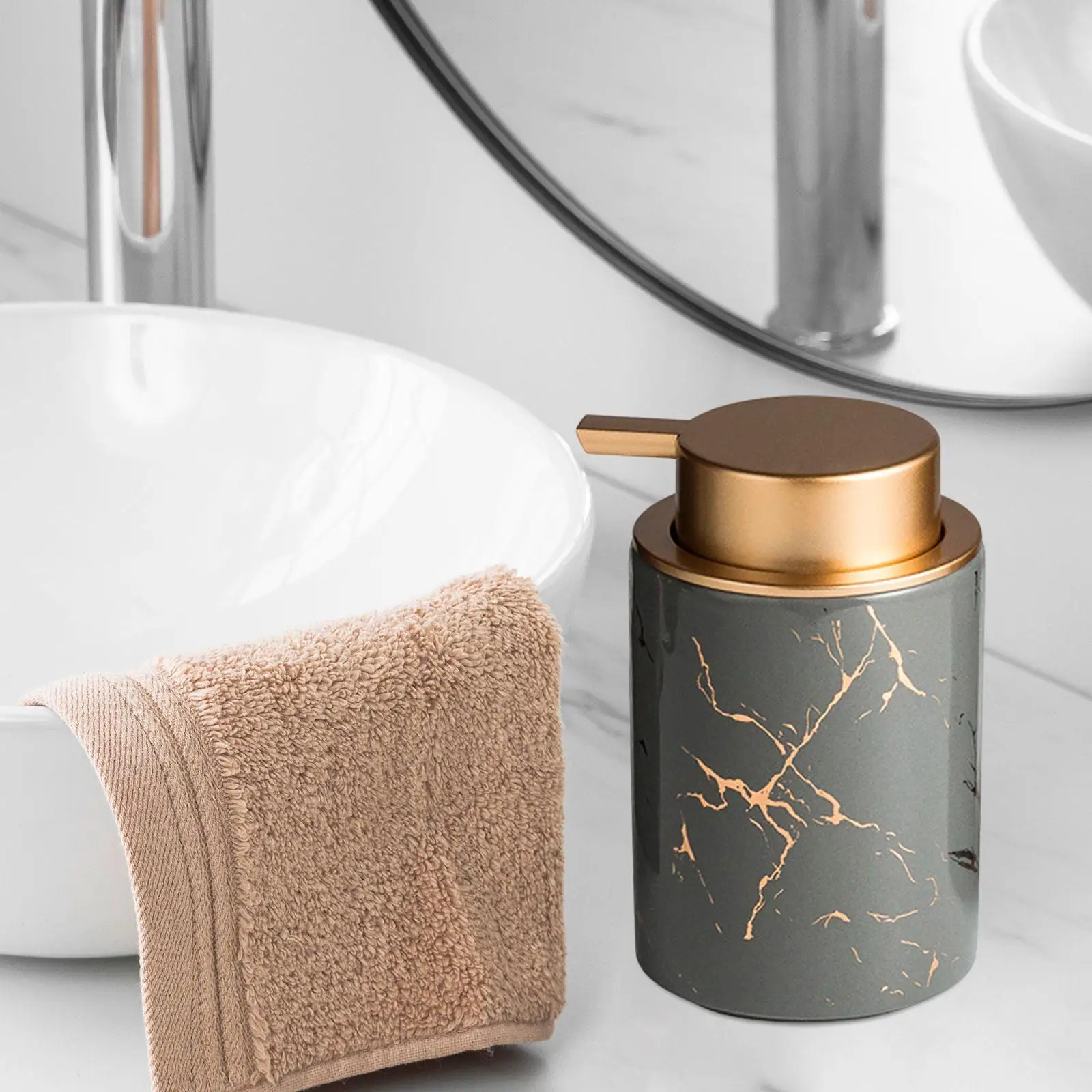 Ceramic Soap Dispenser Manual Lotion Bottle for Office Wash Room Countertop
