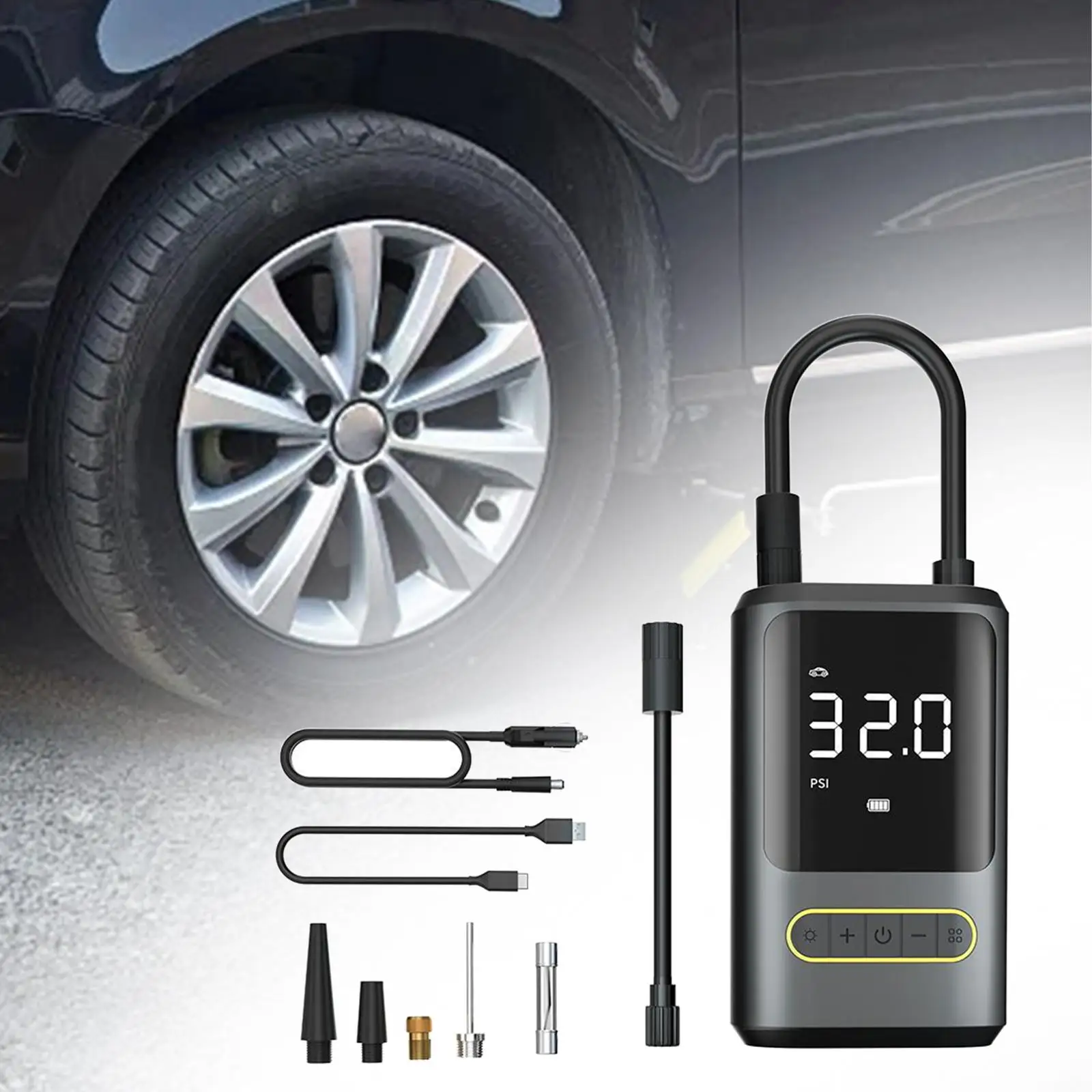 Automobile Tire Inflator Pump Portable Smart Digital Tire Pressure Detection Small Tire Filling Pump fors Balls SUV