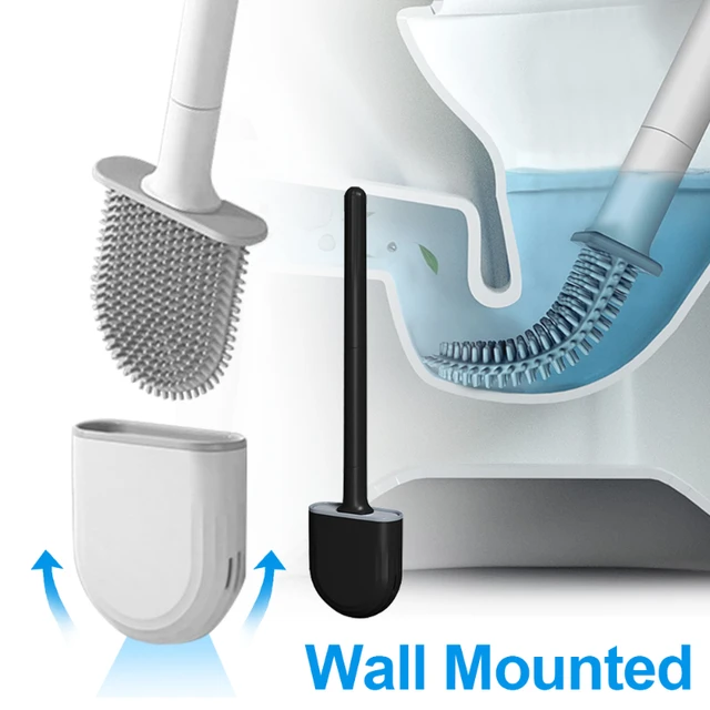 Toilet Silicone Brush Holder Wall-mounted Cleaning Brush Set Toilet Brush  Water Leak Proof Bathroom Durable Cleaning - AliExpress