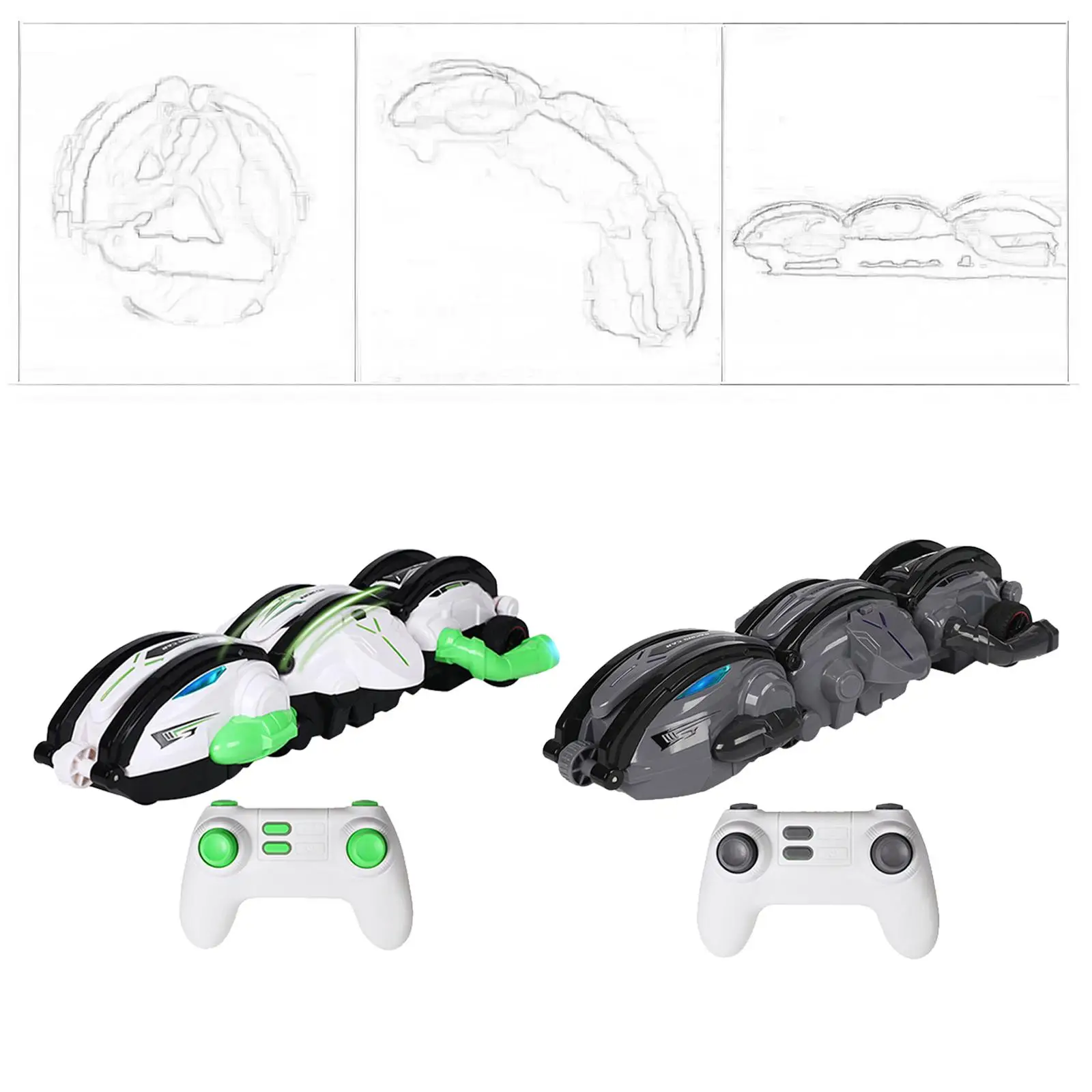Snake 360° Roll Toy with Lights Electric Competitive RC Stunt Car Toy for 3 4 5 6 7 8 9 10 11 12 Year Old Birthday Gifts