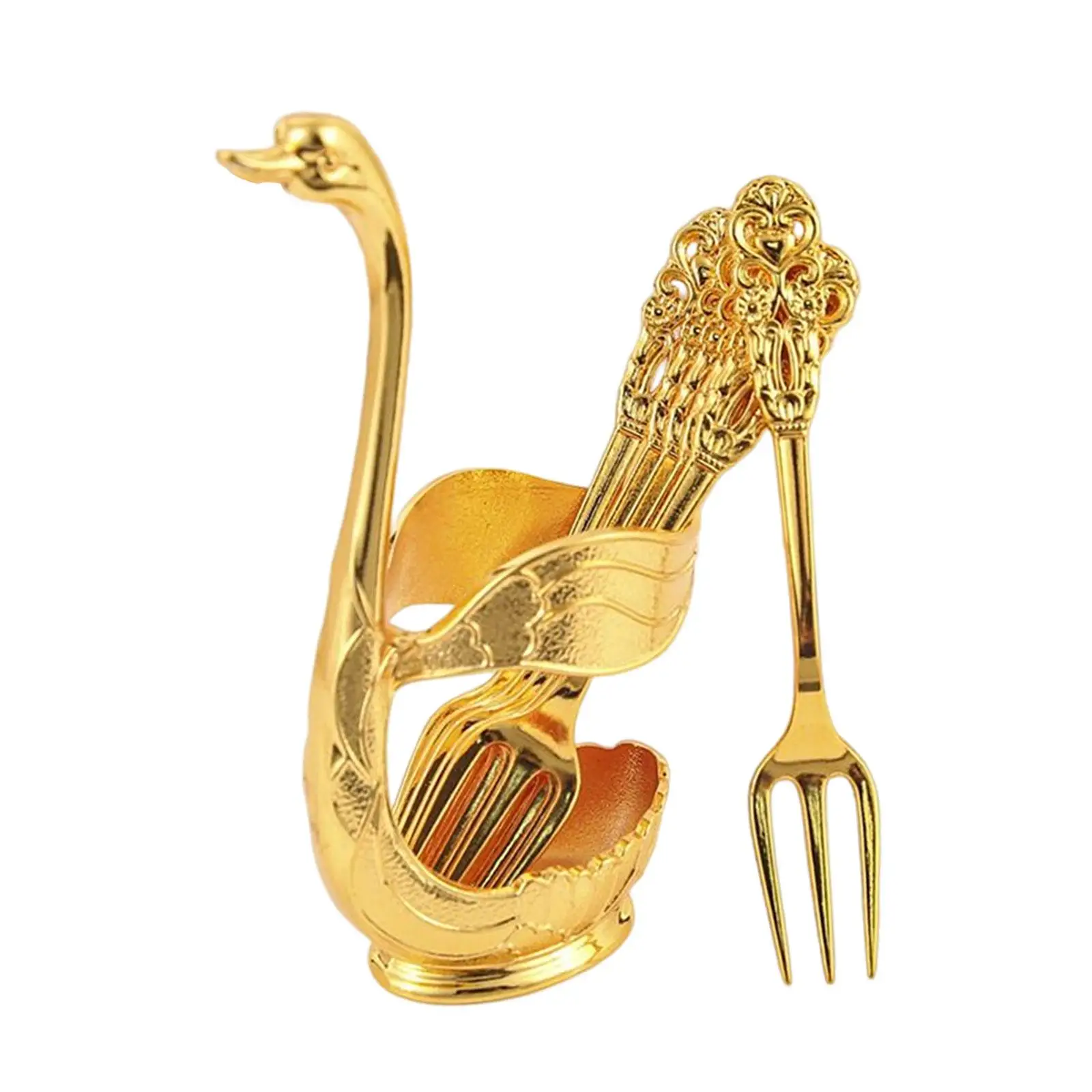 Creative Decorative Swan Base Holder Cutlery Appetizer Forks Teaspoons Coffee Spoons Holder for Restaurant Birthday Party Decor