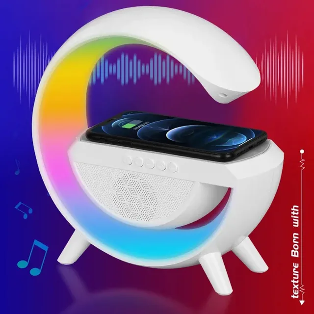 Night Light G-Shaped Speaker with Wireless Charger Stereo Surround Bass  Music Box for Camping