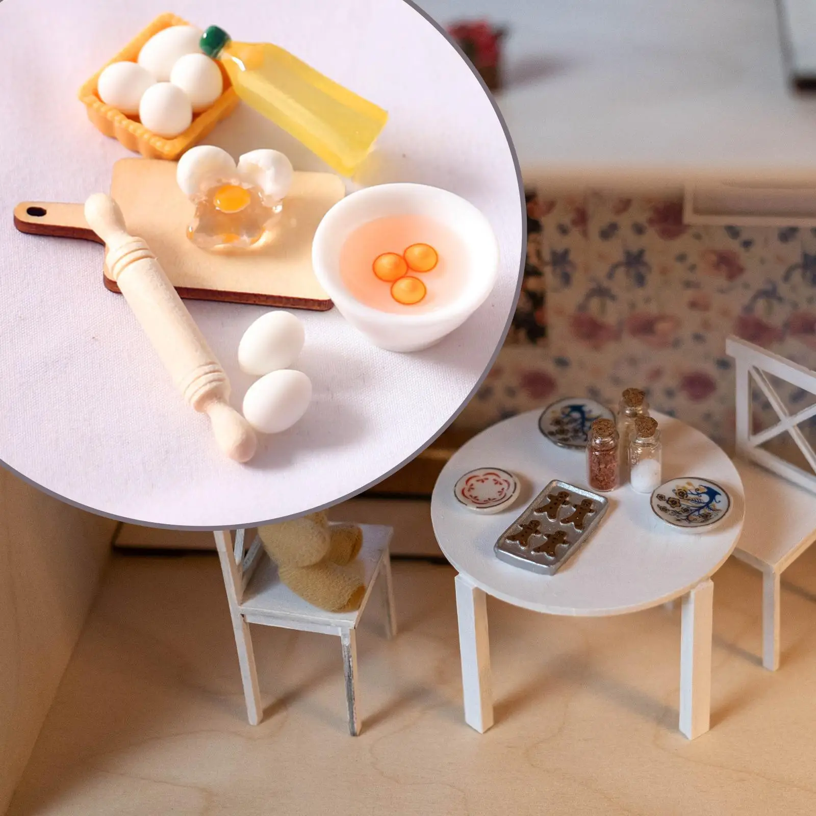 9 Pieces Dollhouse Baking Set Mini Kitchen Accessories Bread Making Scene