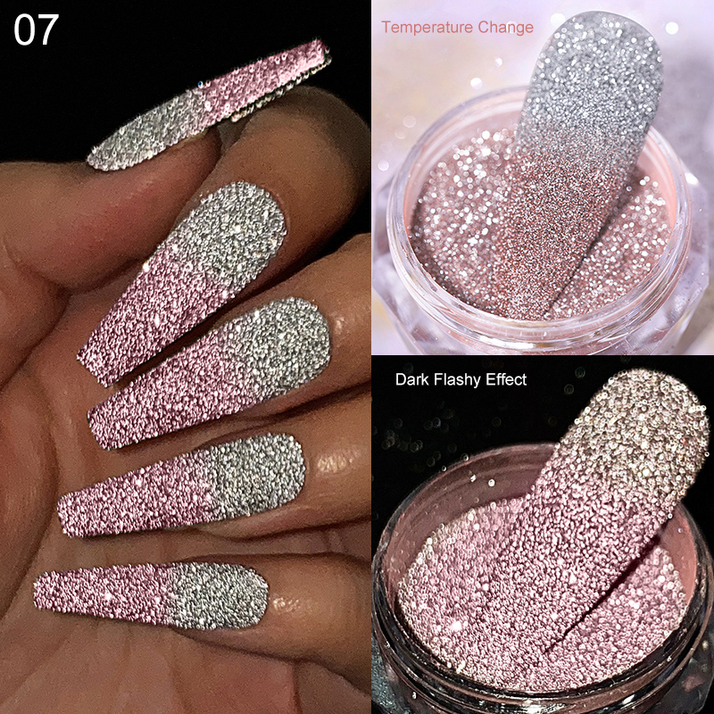 Best of 1-JAR Reflective Flash Glitter Powder Temperature Color-Change Holographic Nail Powder 2023 UV Gel Polish Chrome Pigment Dust &amp;* Reviews & Tips