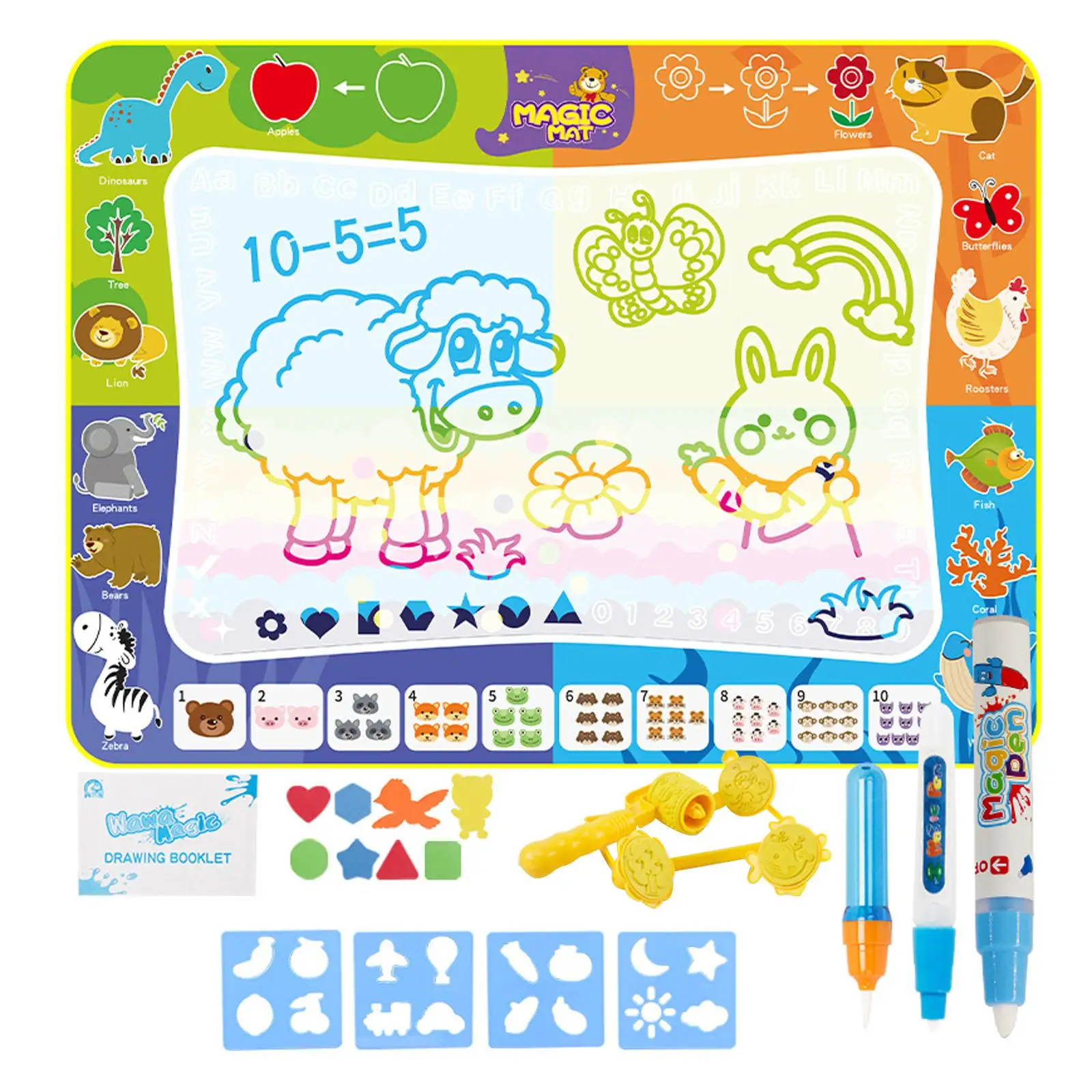Water Doodle Mat, Water Drawing Mat, Activity Mat Writing Doodle Board for Kids Girls Boys Birthday Gifts