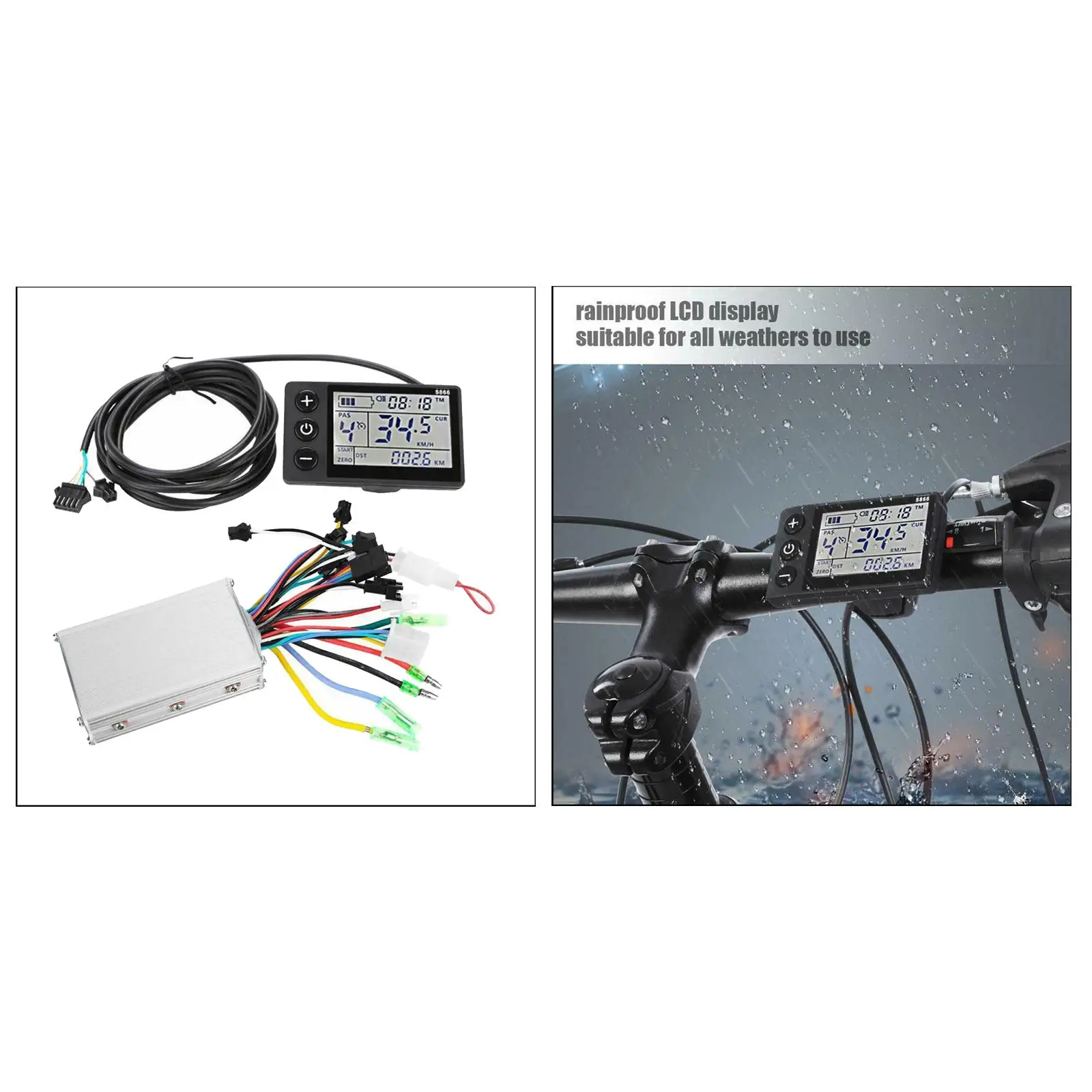  LCD Display Meter, Bicycle Computer Speedometer Odometer Backlight Large LCD Display, Electric Bicycle Scooter Meter