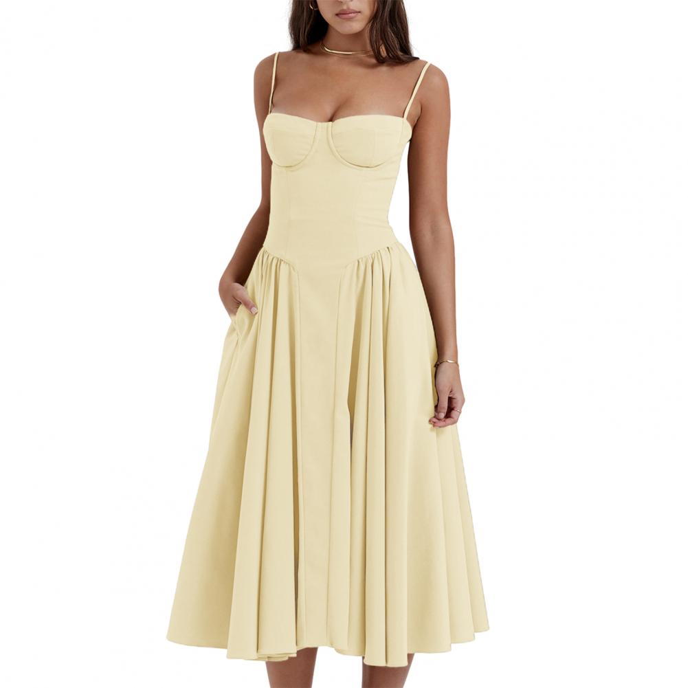 sexy sem mangas, Vestido A-Line Midi, Evening Party Clubwear