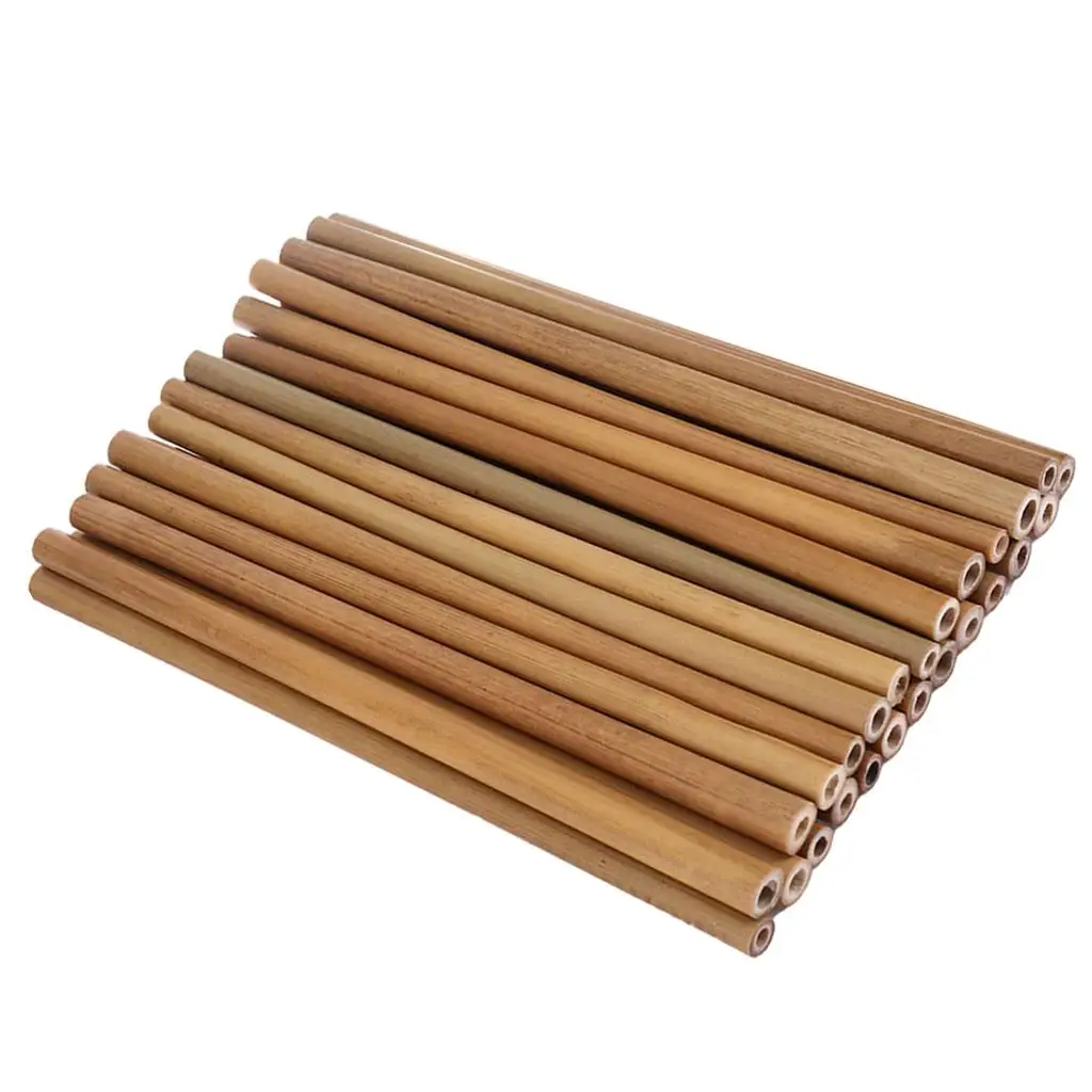 30Pieces Real Bamboo Straw Wood Sticks Kitchen DIY Handmade Wood Arts Crafts