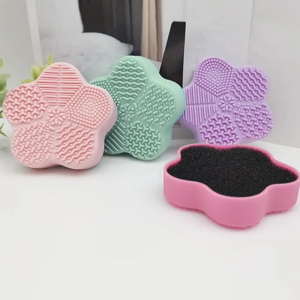 Silicone Makeup Brush Cleaner Pad Mat with Color Removal Sponge Washing Tool Accessories Professional for Girls