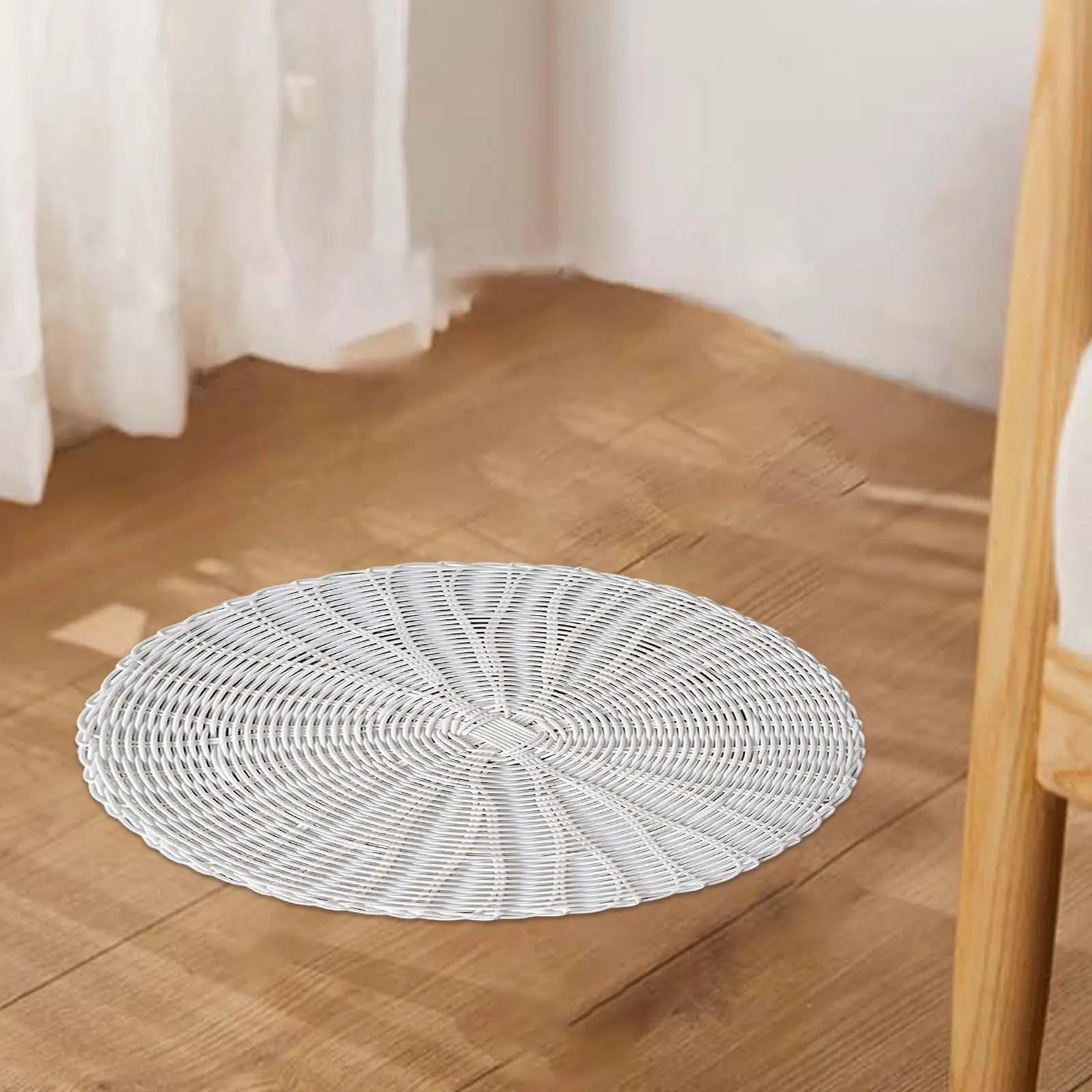 Modern Round Handwoven Tatami Mat Handmade Breathable Tatami Round Pad Cushion Placemats Floor Pillow for Living Room Yoga Party