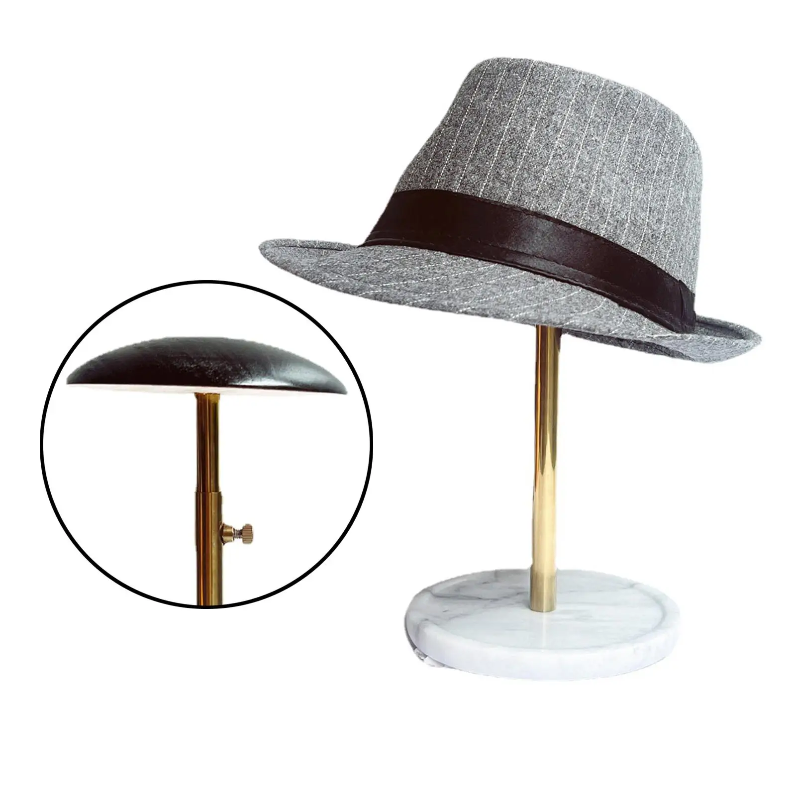 Portable Hat Display Stand Wig Stand Non-Slip Marble Bottom Steel Rod Creative Storage Rack Home Salon Display Adjustable Height