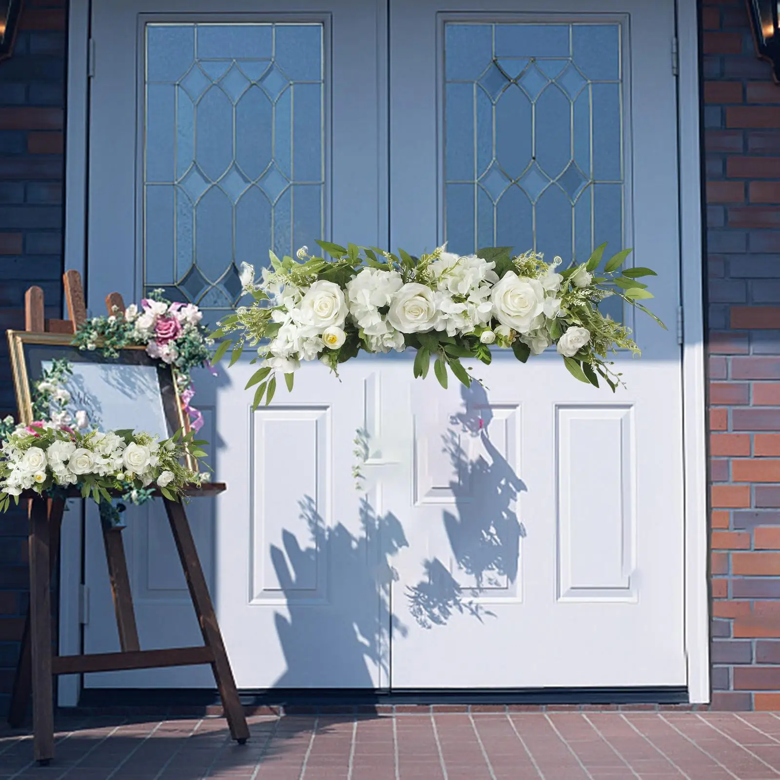 Artificial Floral Swag Welcome Sign Arrangements Silk Roses Wedding Arch Flowers for Celebration Door Lintel Wall Decorative